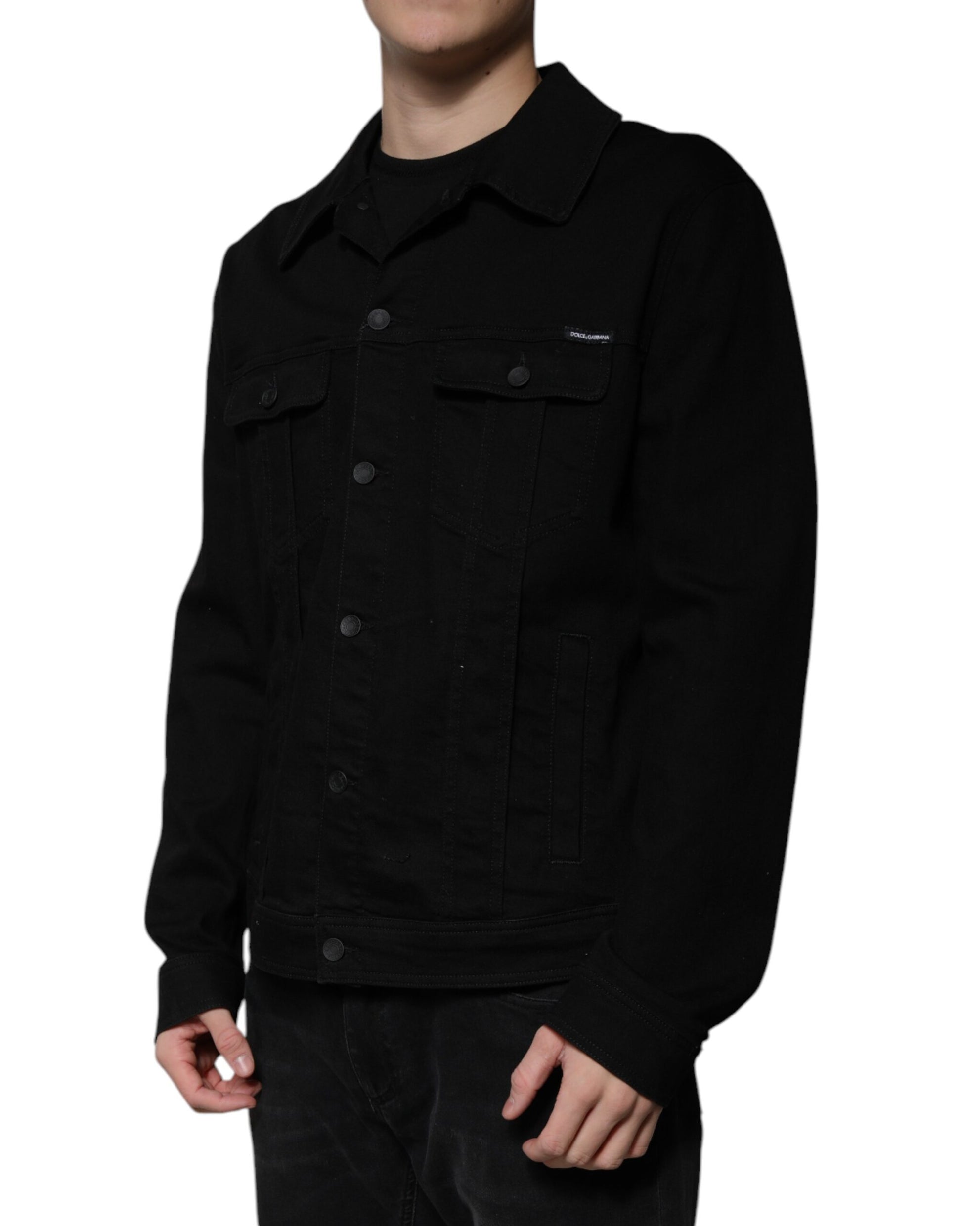 Dolce & Gabbana Schwarze DG Cotton Stretch Denim Jacke