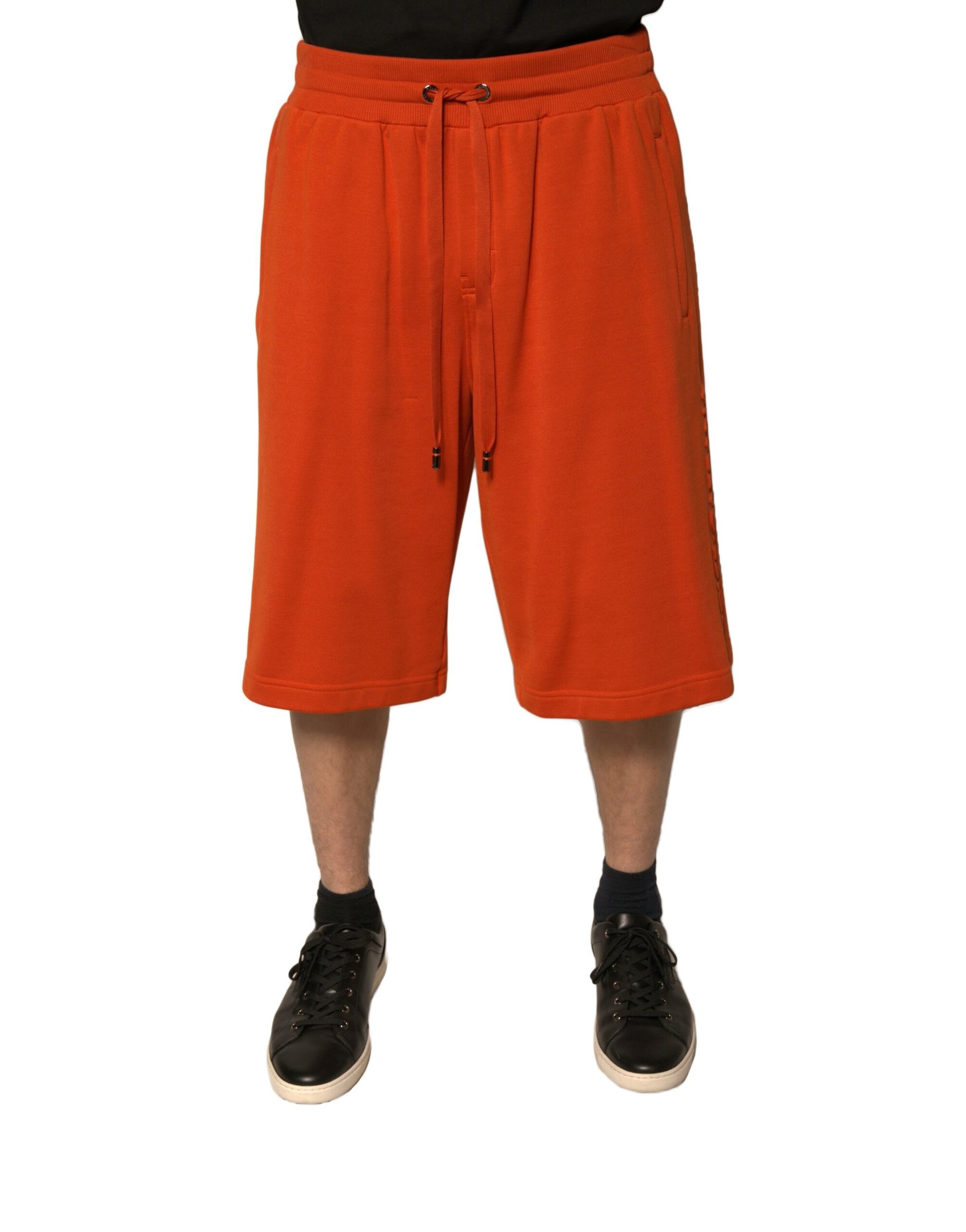 Dolce & Gabbana Orangefarbene Herren-Bermudashorts aus Baumwollmischung
