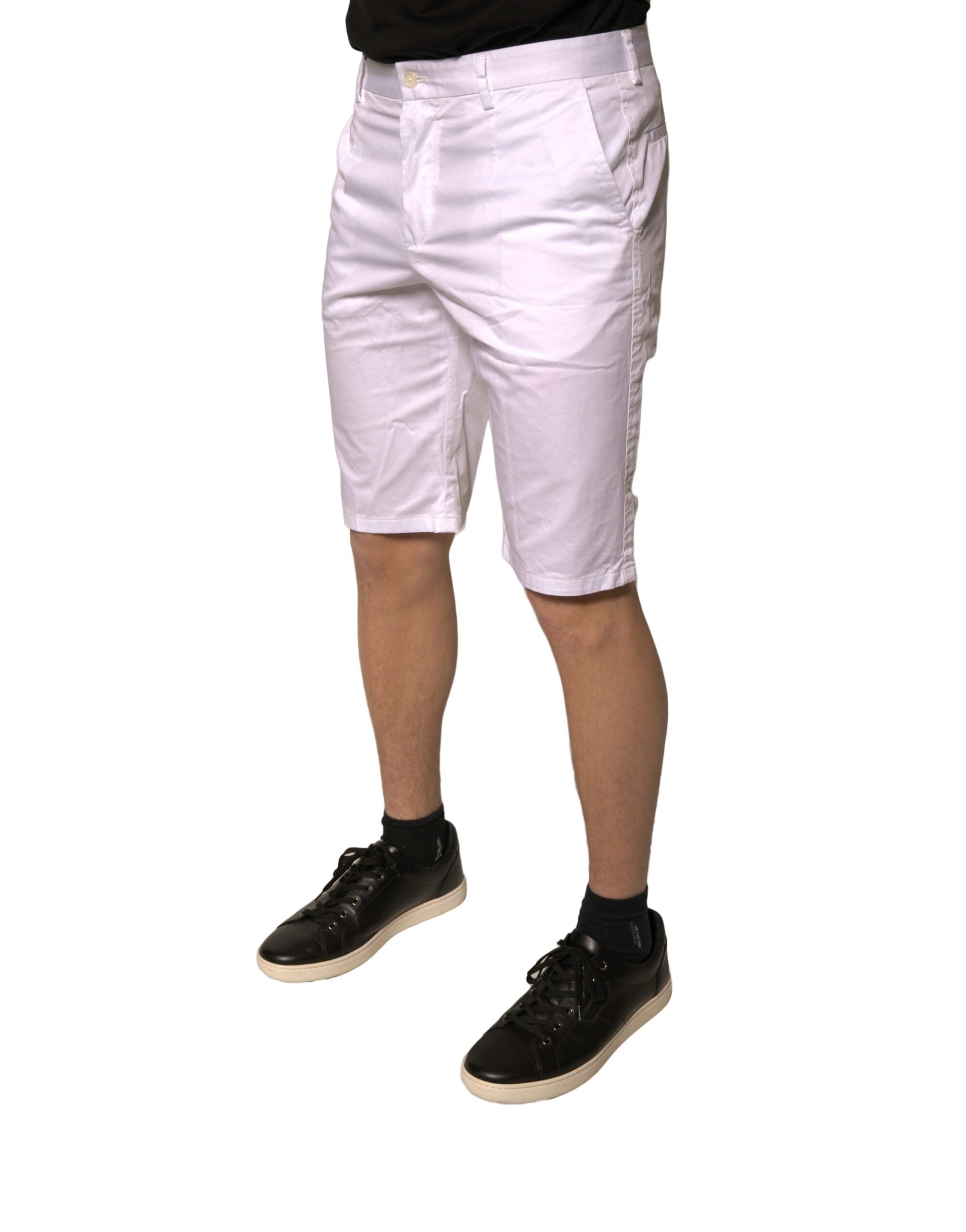 Dolce & Gabbana Weiße Chinos Baumwolle Stretch Casual Shorts