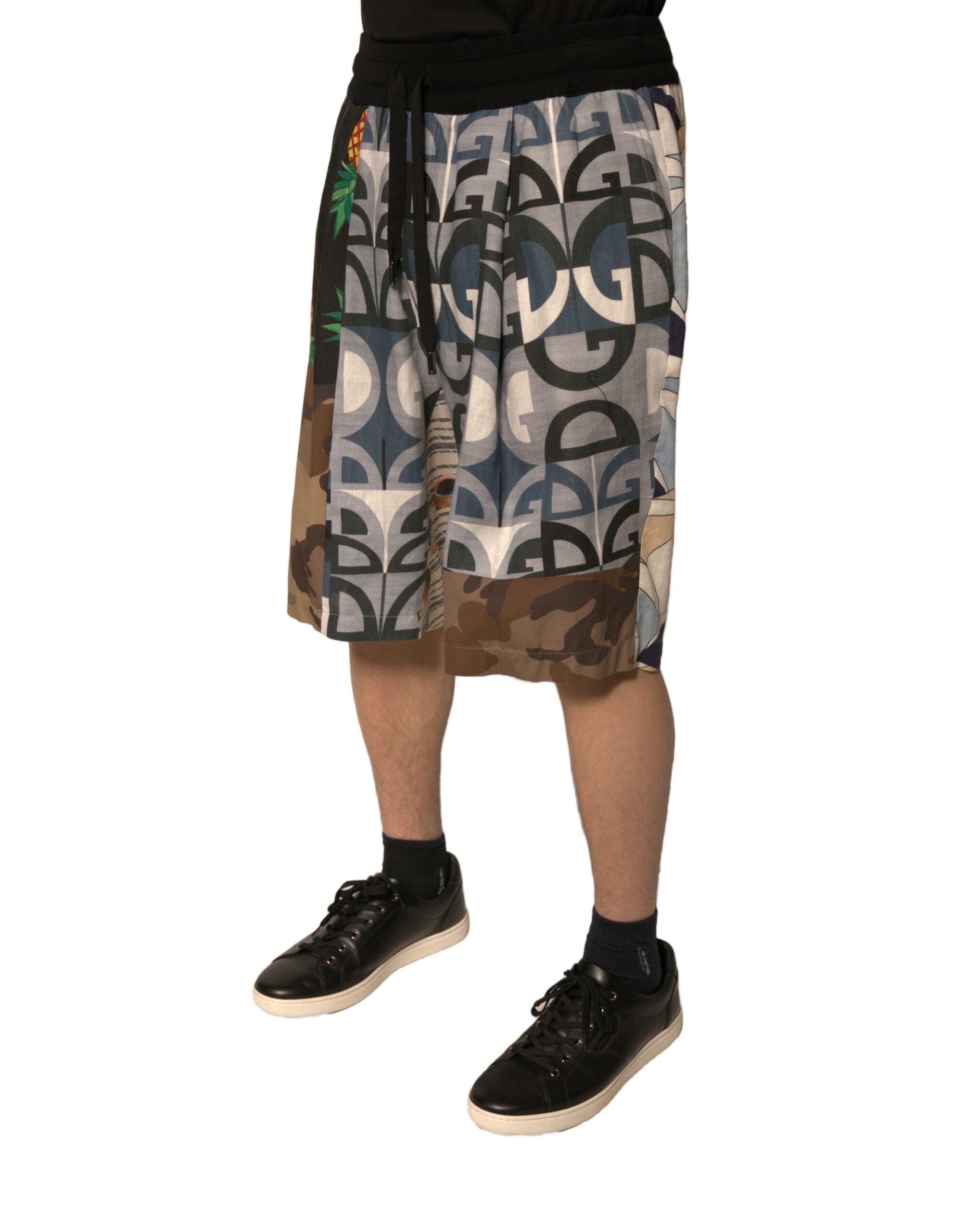 Dolce & Gabbana Bermudashorts aus Leinen mit buntem Patchwork