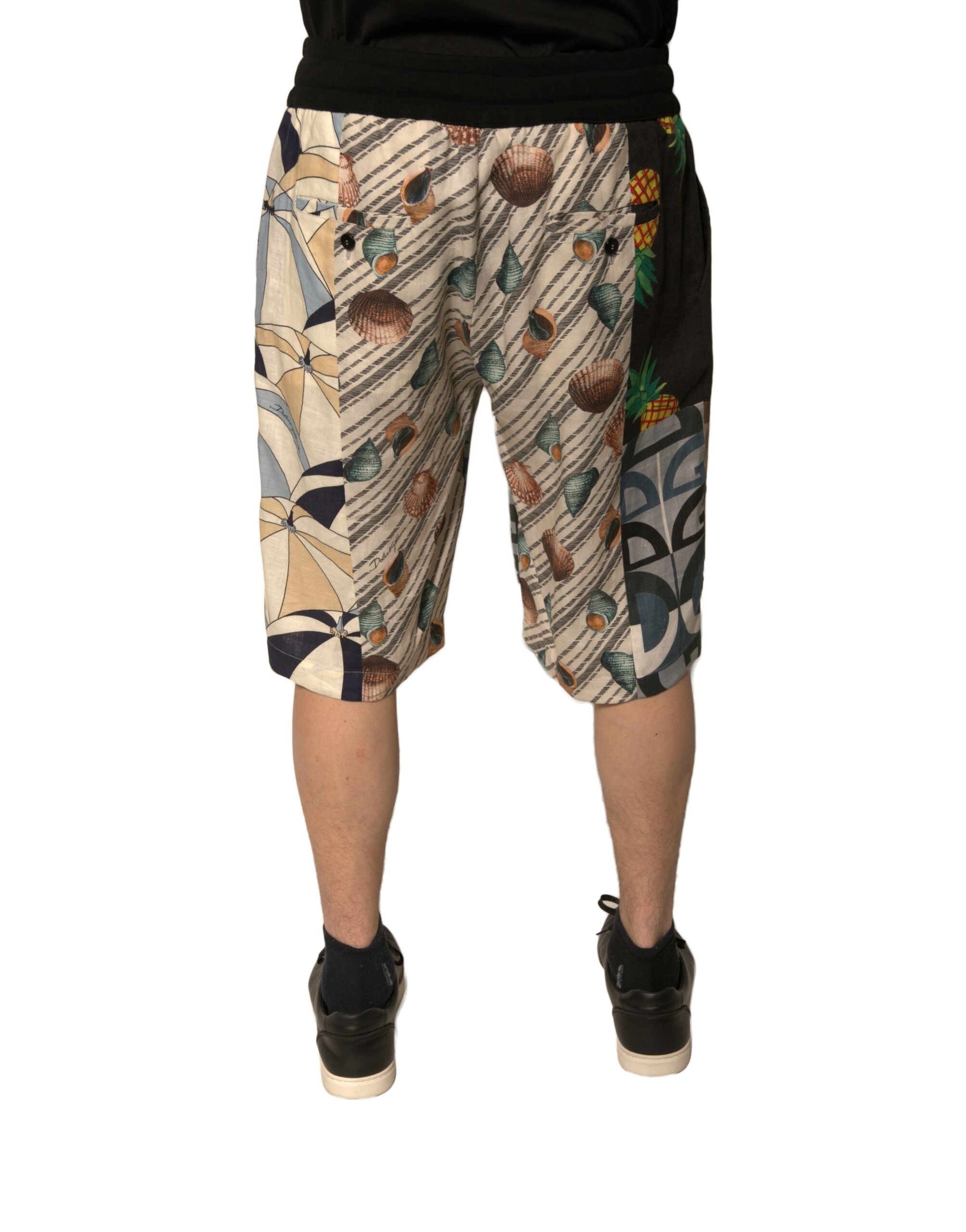 Dolce & Gabbana Bermudashorts aus Leinen mit buntem Patchwork