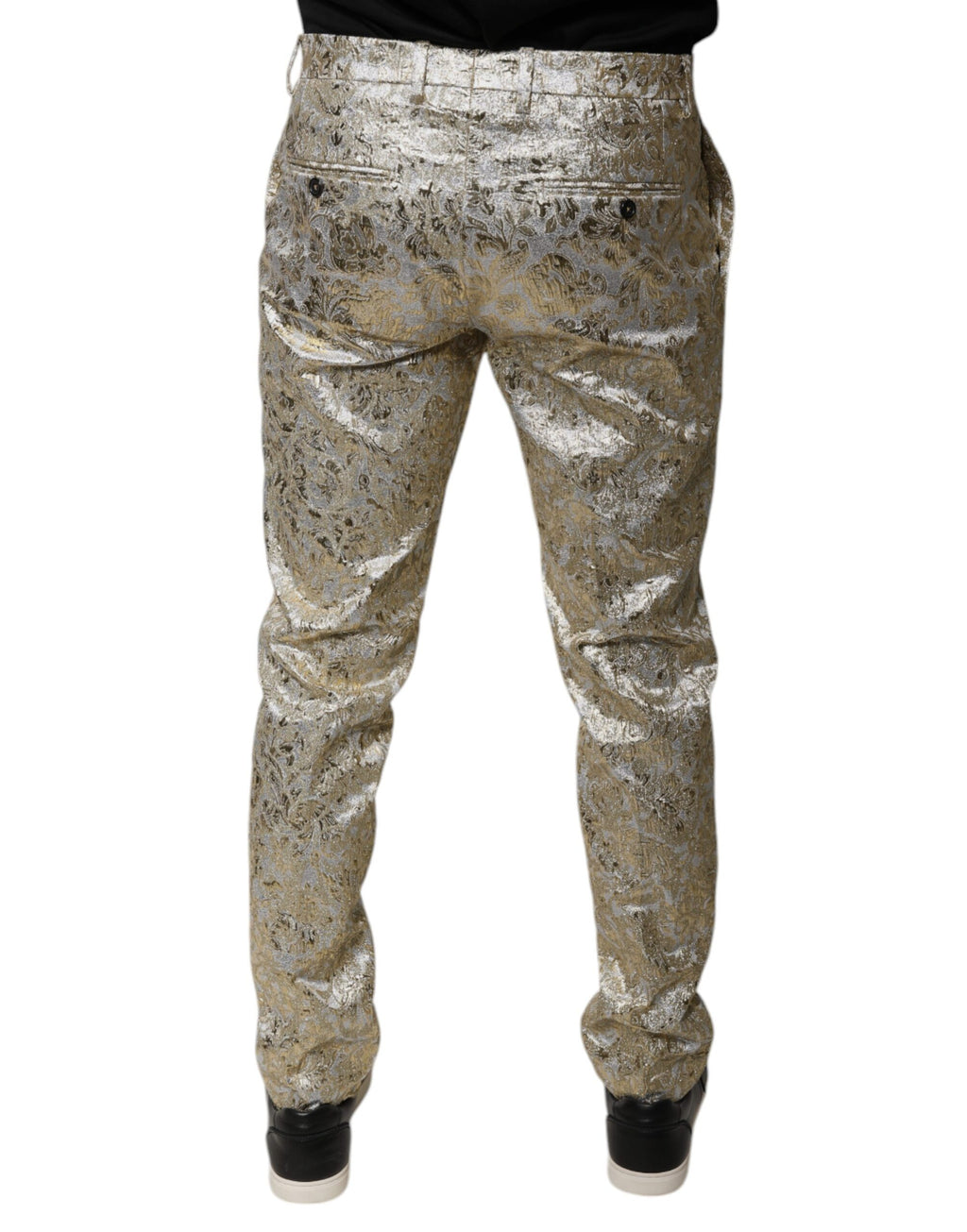 Dolce & Gabbana Gold Floral Jacquard Herren Anzughose