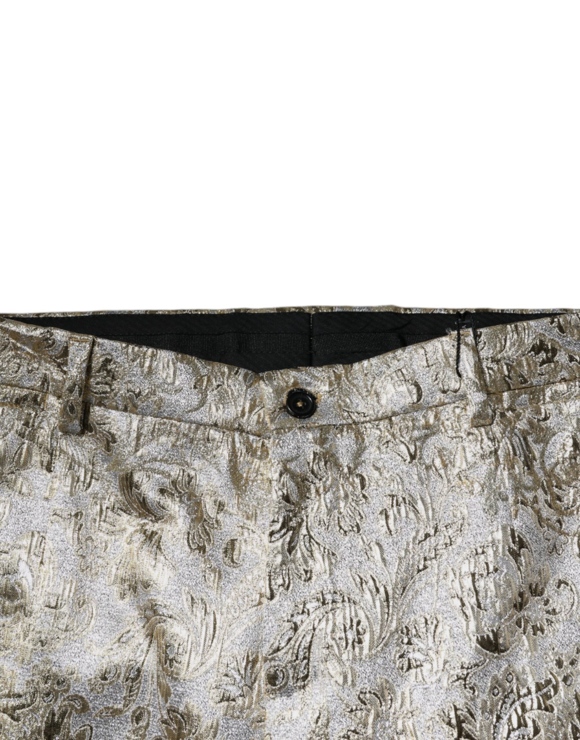 Dolce & Gabbana Gold Floral Jacquard Herren Anzughose
