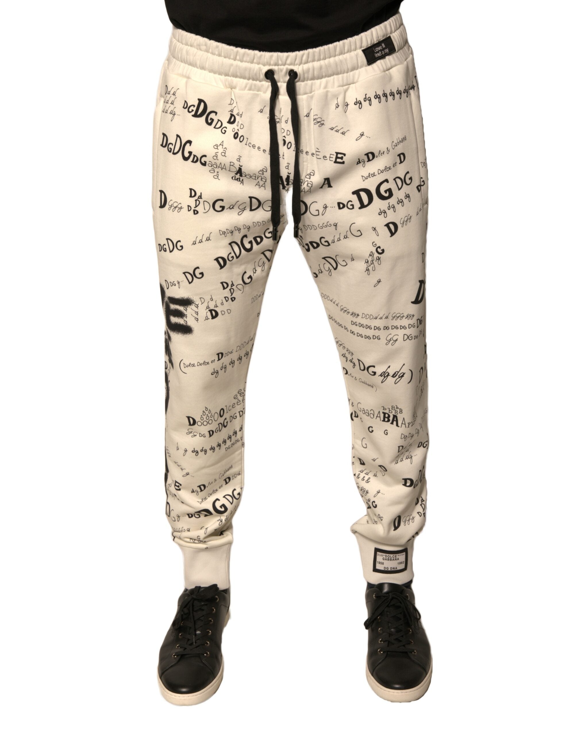 Dolce & Gabbana Weiße bedruckte Baumwoll-Jogger-Sweatpants