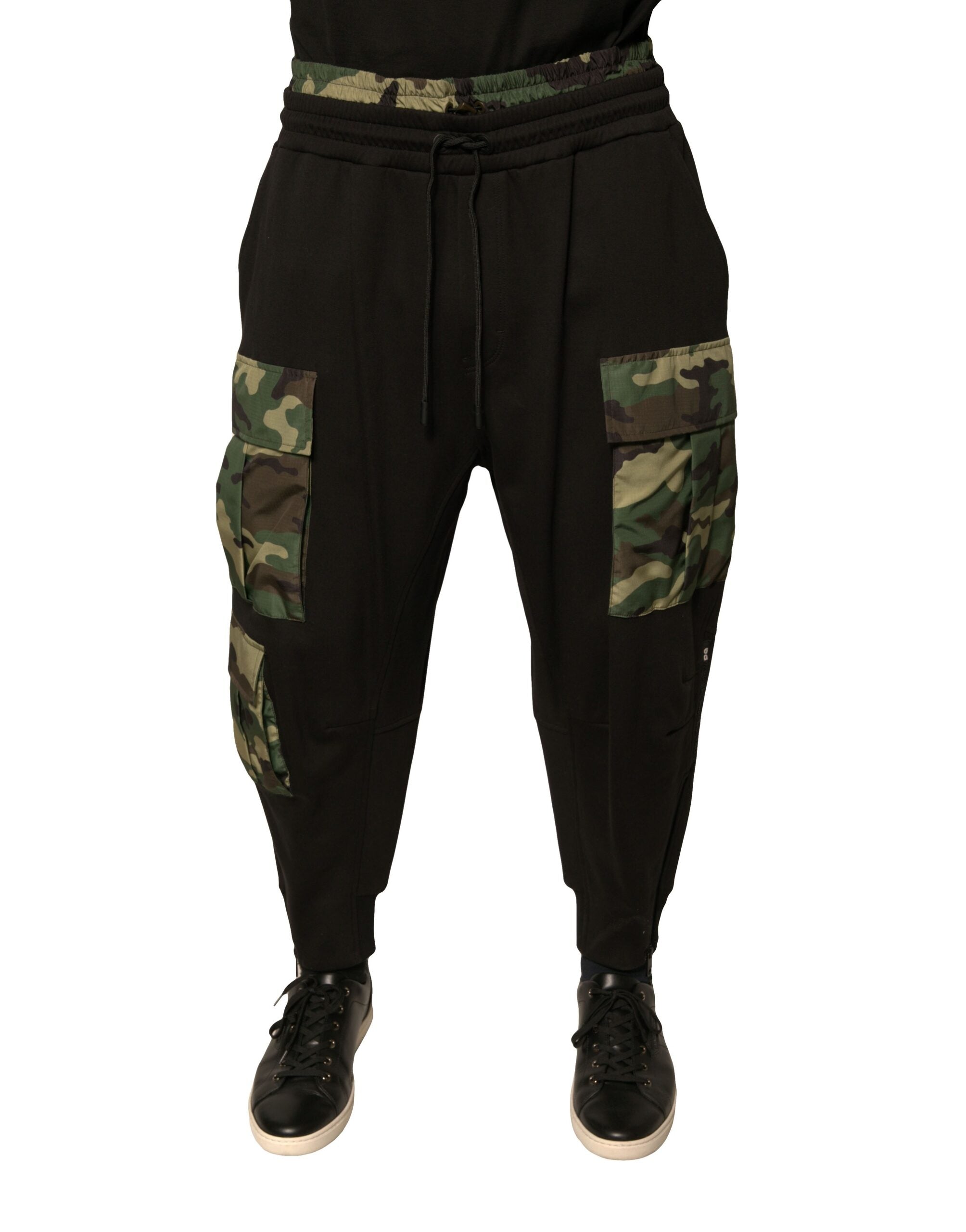 Dolce & Gabbana Schwarze Camouflage-Jogger-Cargo-Hose aus Baumwolle