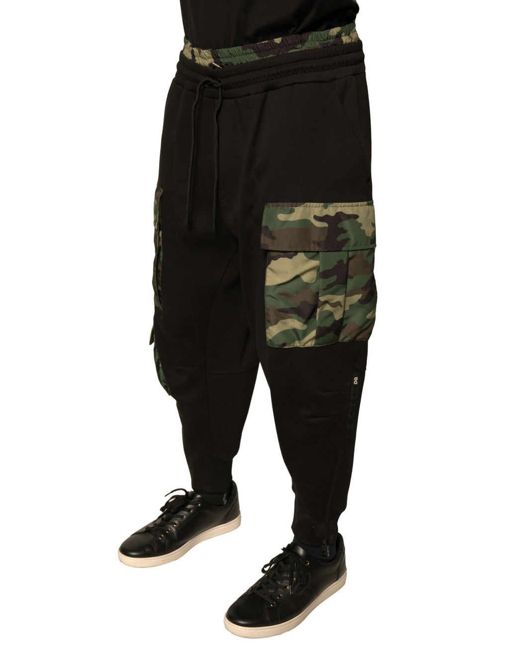 Dolce & Gabbana Schwarze Camouflage-Jogger-Cargo-Hose aus Baumwolle