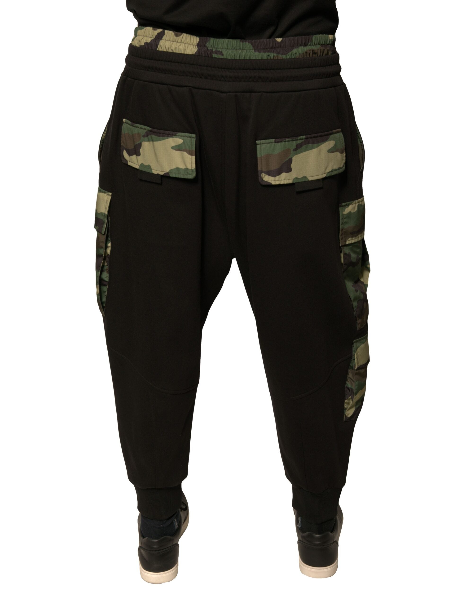 Dolce & Gabbana Schwarze Camouflage-Jogger-Cargo-Hose aus Baumwolle