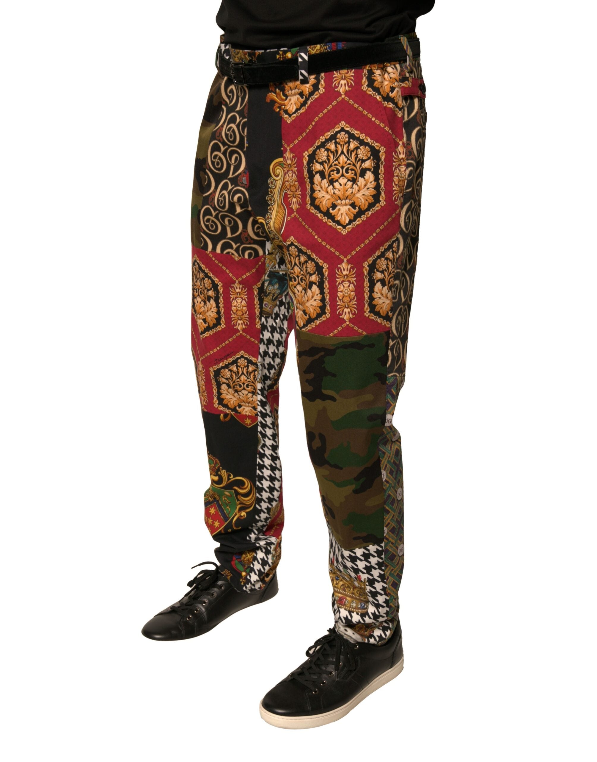 Dolce & Gabbana Multicolor Patchwork Männer Kleiderhosen