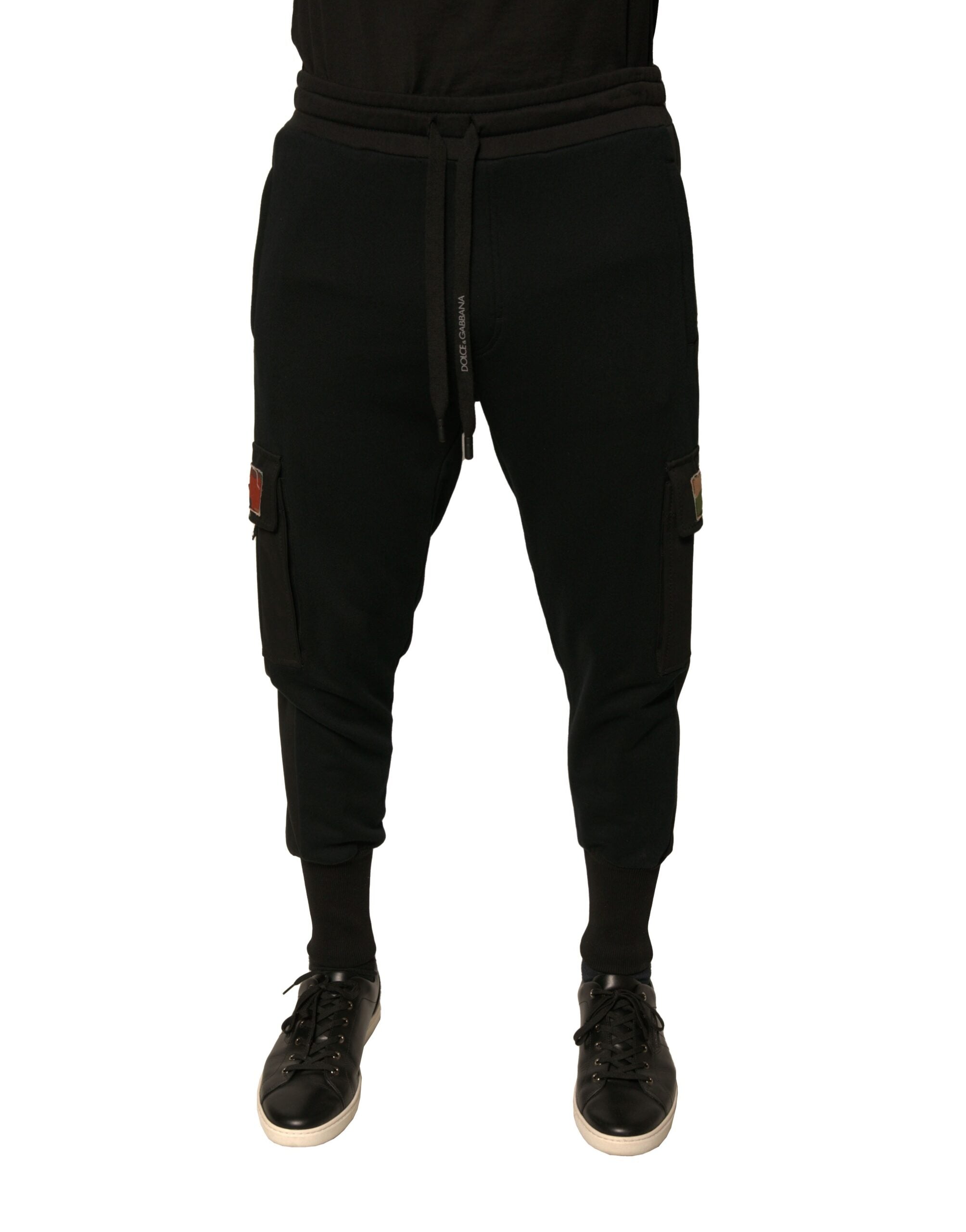 Dolce & Gabbana Schwarze Baumwoll-Jogger-Cargo-Sweatpants-Hose
