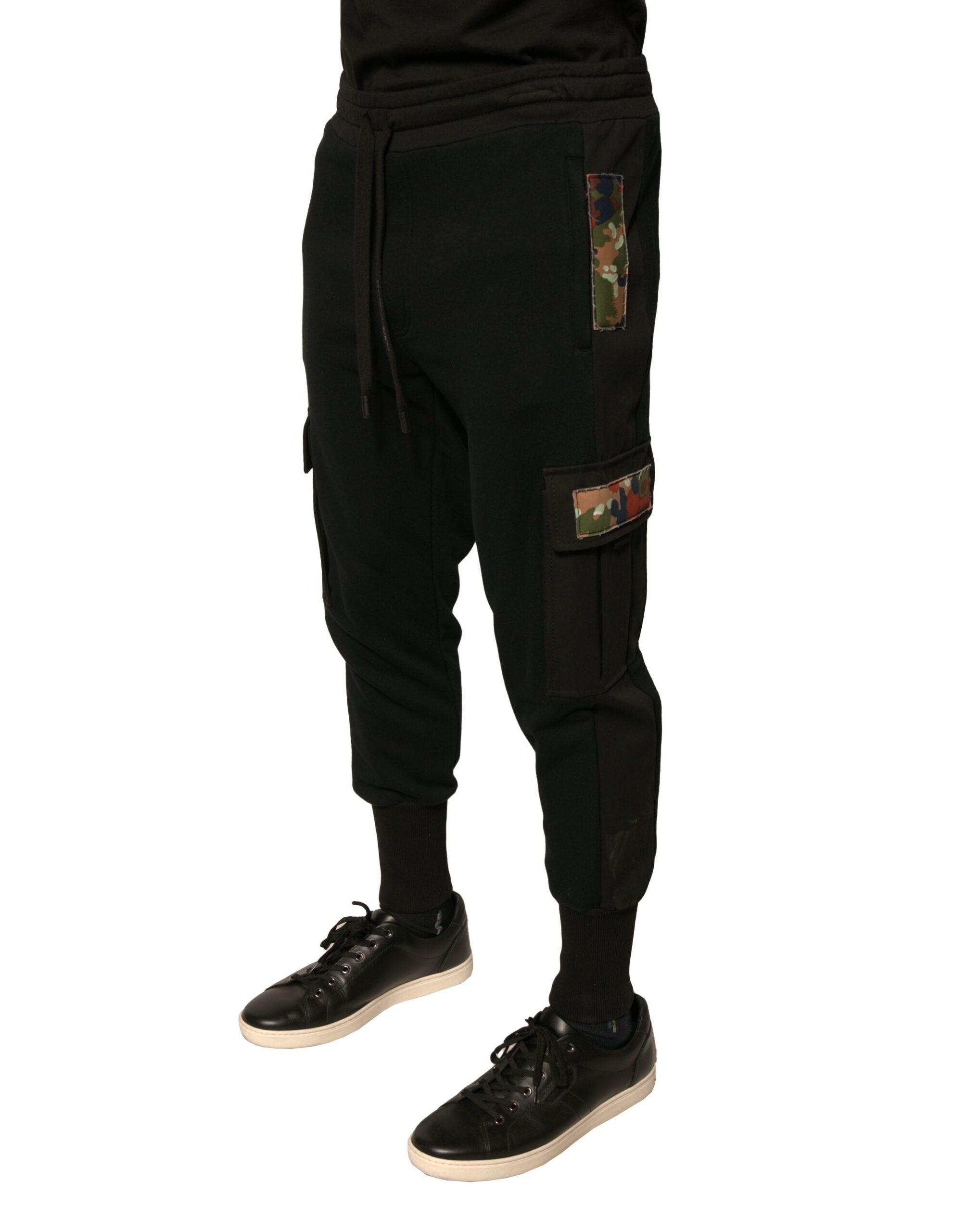 Dolce & Gabbana Schwarze Baumwoll-Jogger-Cargo-Sweatpants-Hose