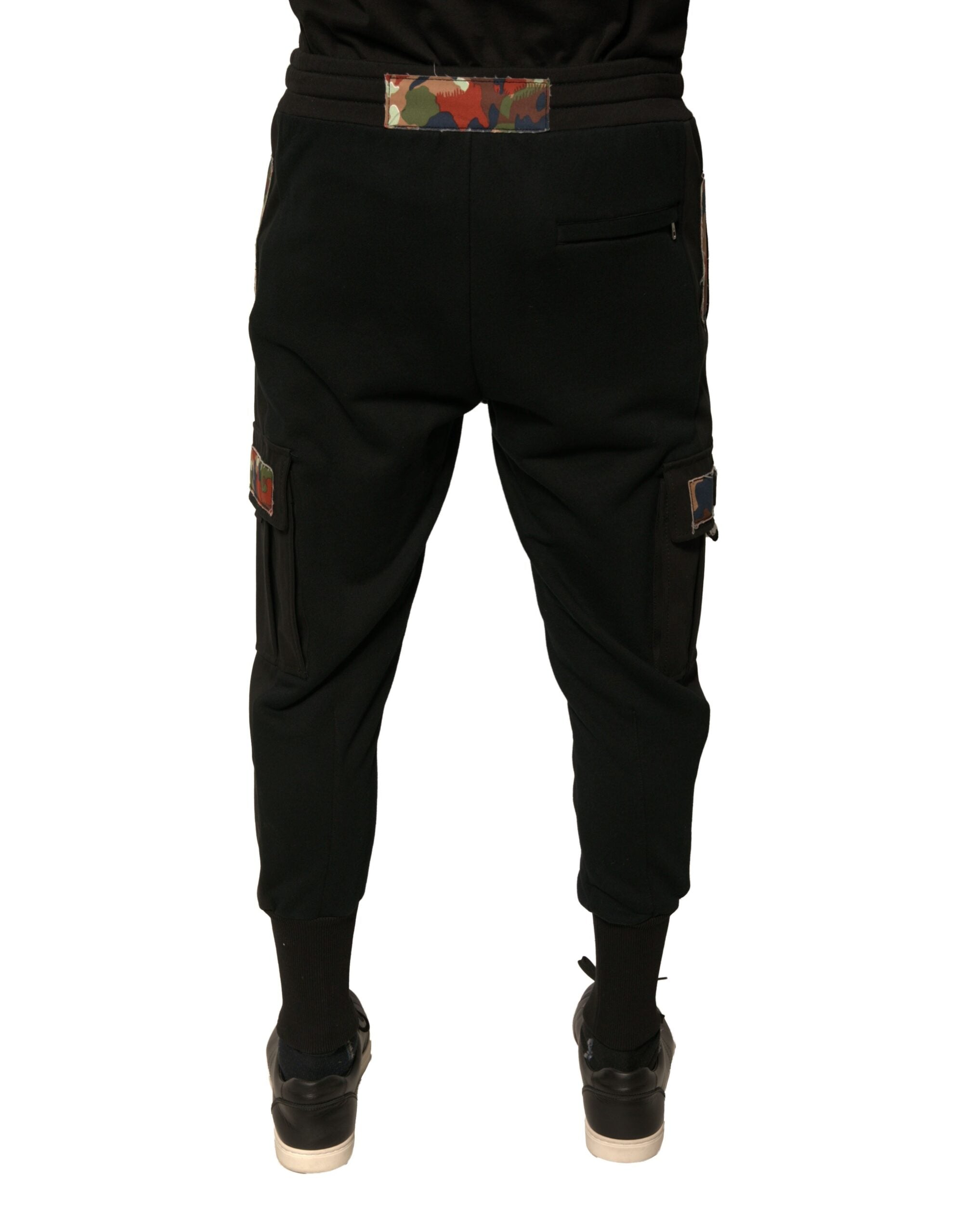 Dolce & Gabbana Schwarze Baumwoll-Jogger-Cargo-Sweatpants-Hose