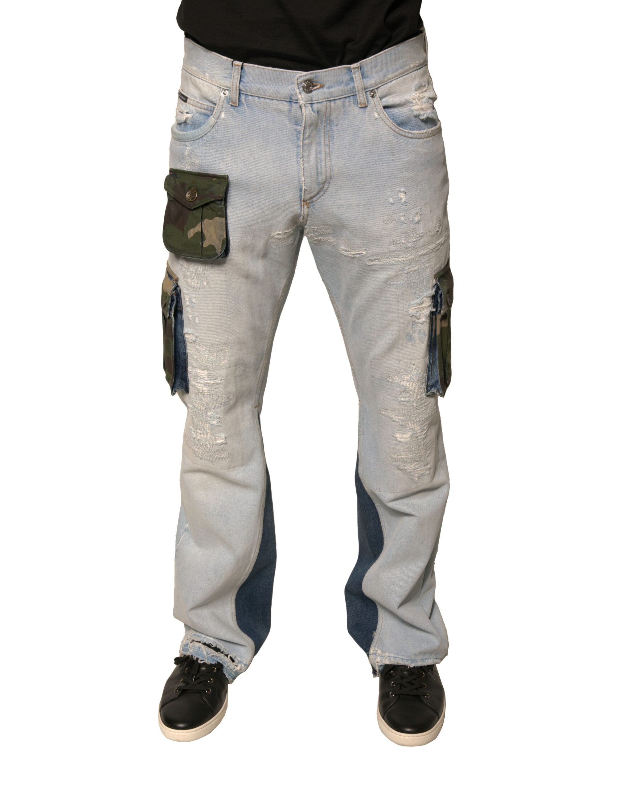 Dolce & Gabbana Hellblaue Cotton Cargo Straight Denim Jeans