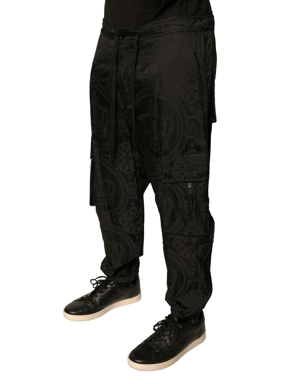Dolce & Gabbana Schwarze Crown Nylon-Jogger-Sweatpants-Hose