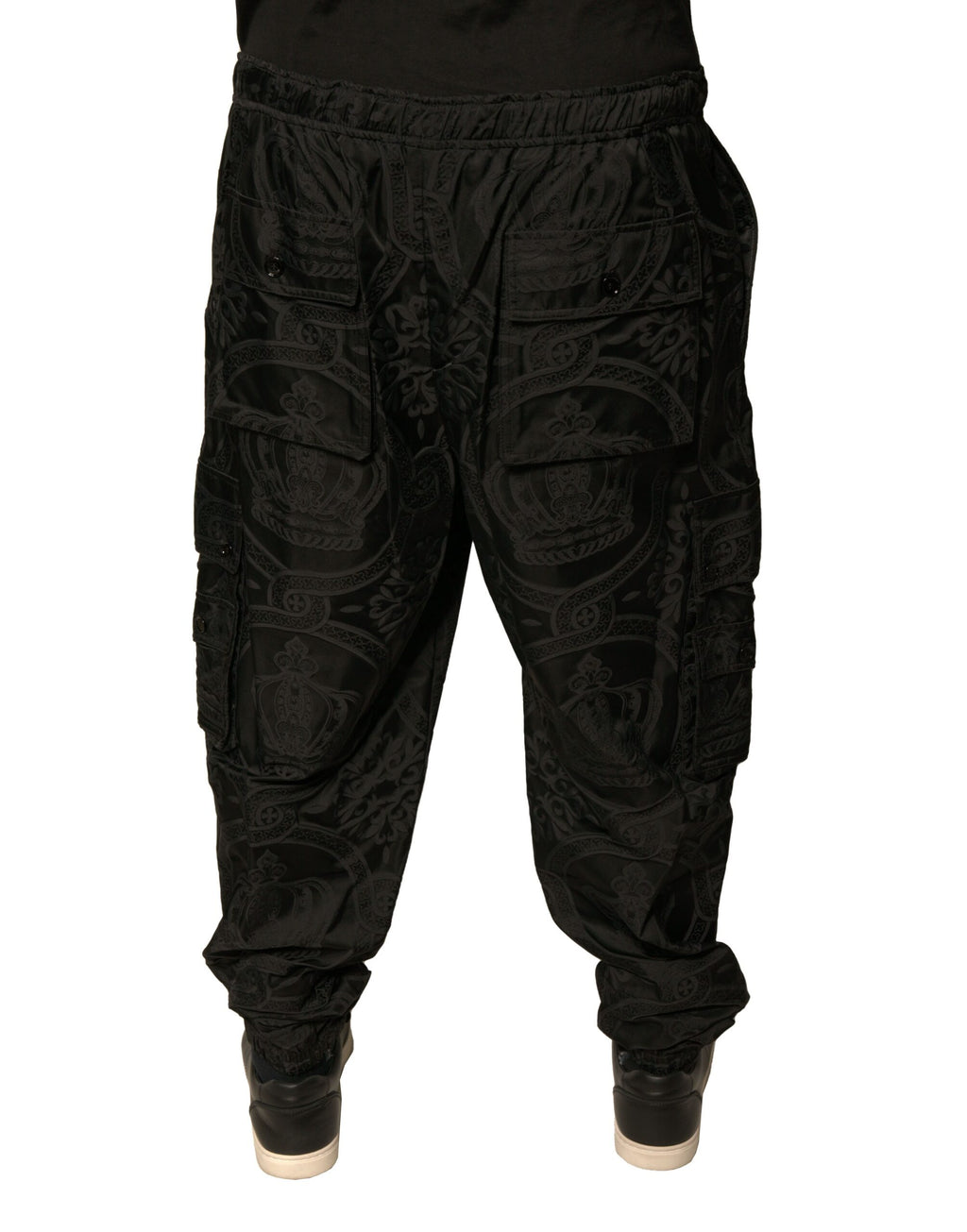 Dolce & Gabbana Schwarze Crown Nylon-Jogger-Sweatpants-Hose