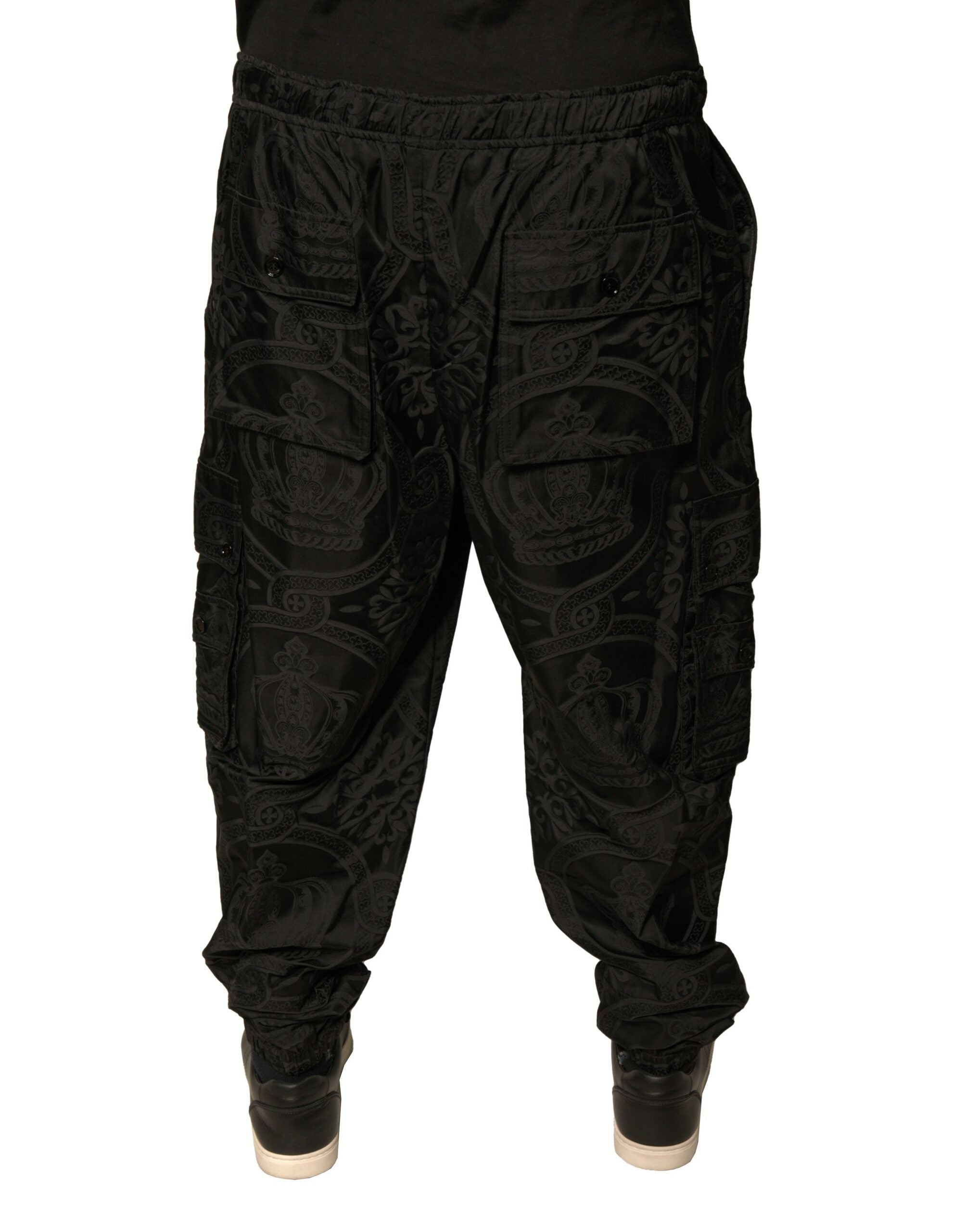 Dolce & Gabbana Schwarze Crown Nylon-Jogger-Sweatpants-Hose