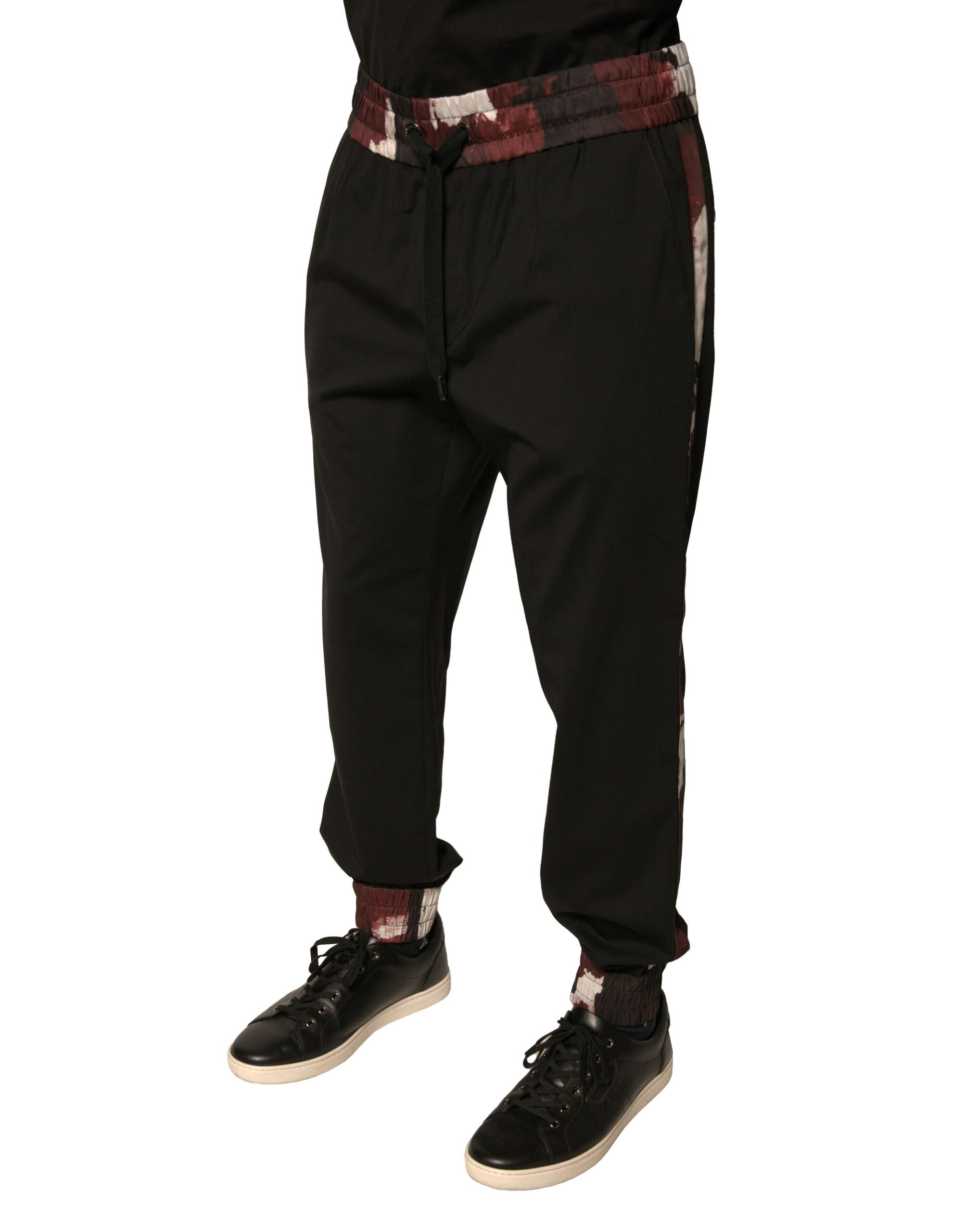 Dolce & Gabbana Schwarze Camouflage-Woll-Jogger-Sweatpants Hose