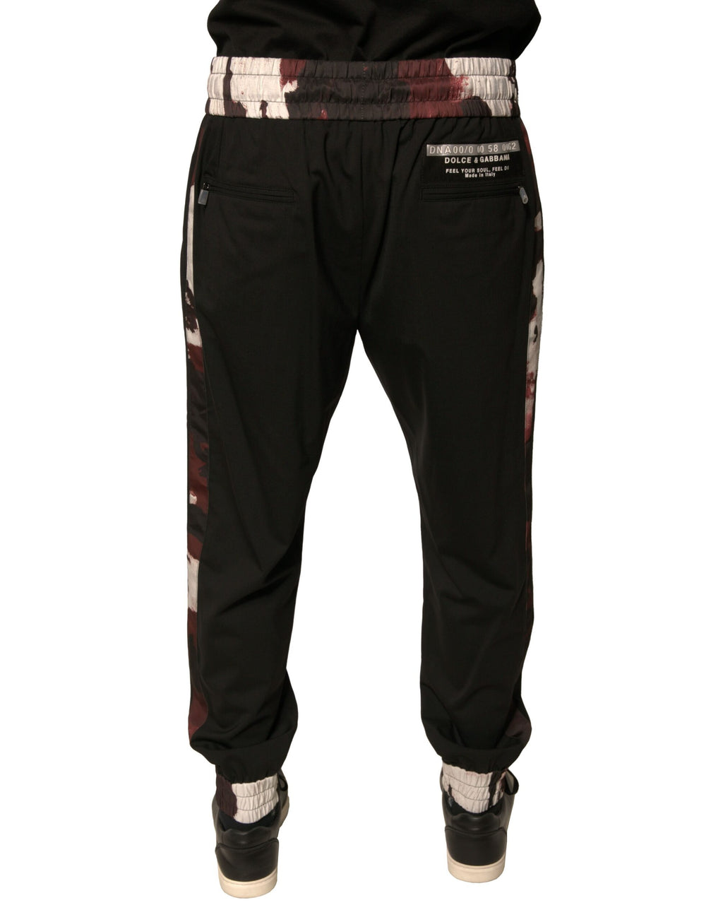 Dolce & Gabbana Schwarze Camouflage-Woll-Jogger-Sweatpants Hose