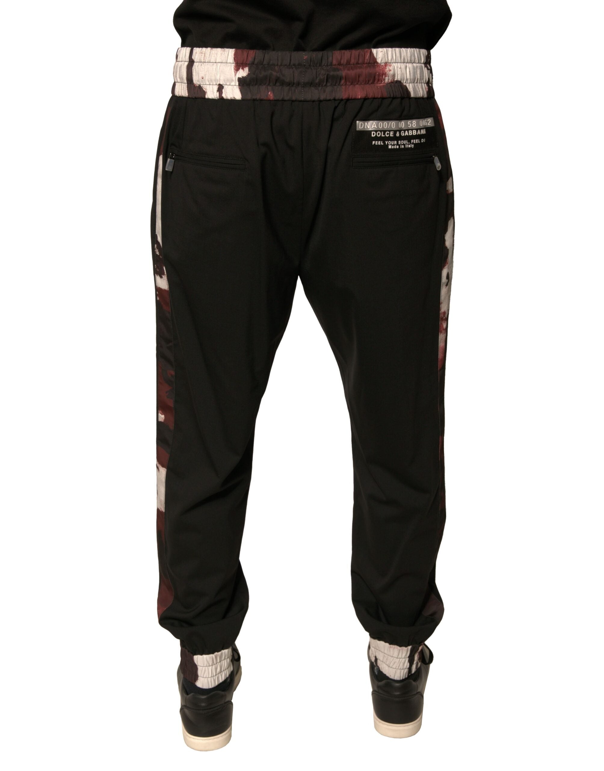 Dolce & Gabbana Schwarze Camouflage-Woll-Jogger-Sweatpants Hose