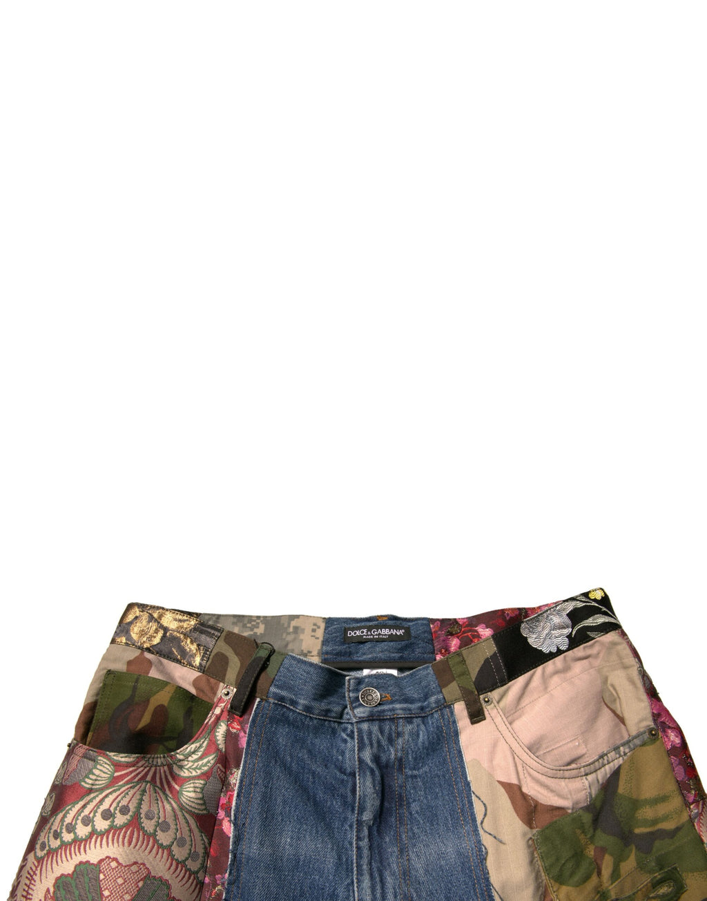 Dolce & Gabbana Blaue Patchwork-Baumwolle Straight Denim Jeans