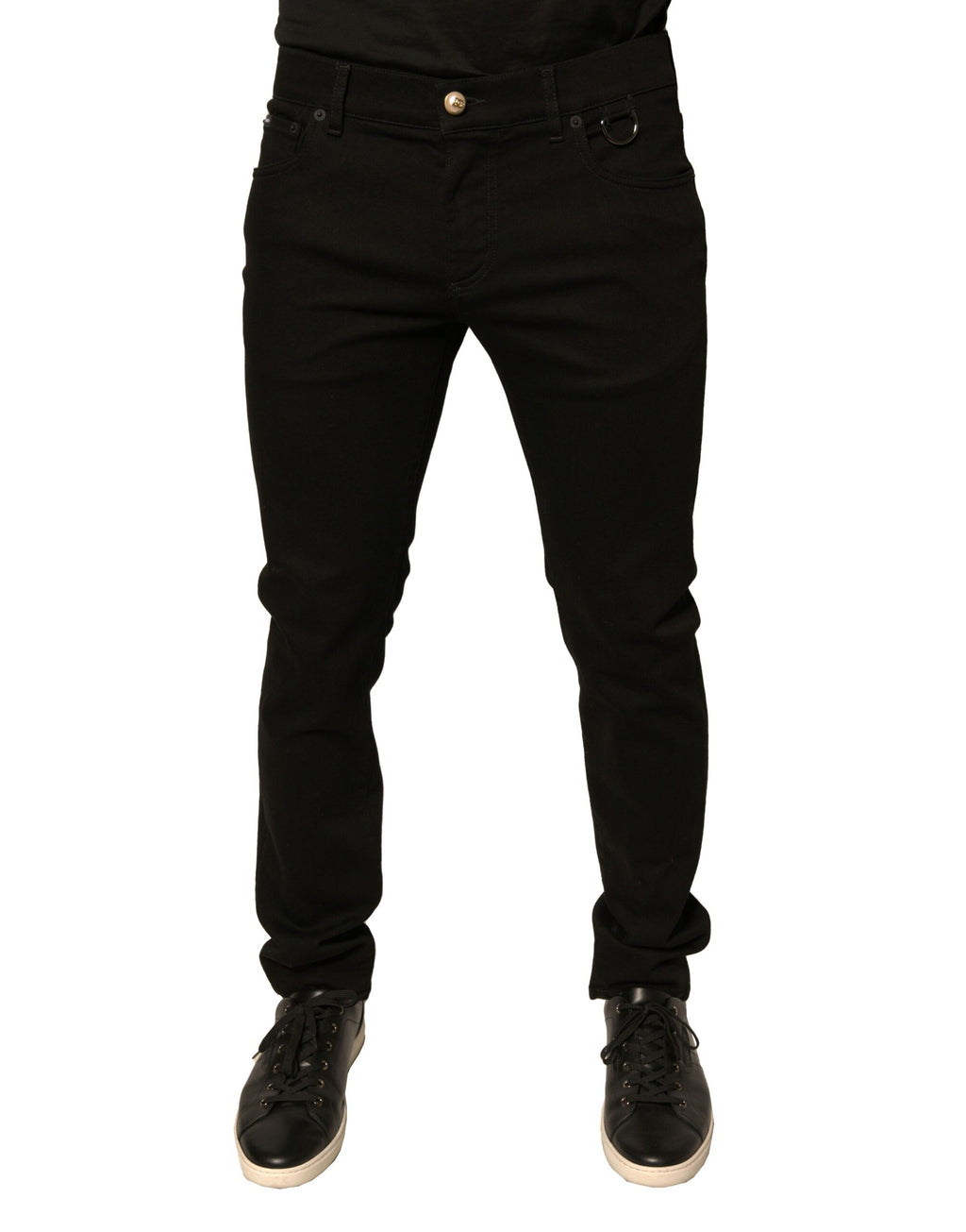 Dolce & Gabbana Schwarze Logo-Baumwoll-Stretch-Skinny-Jeans
