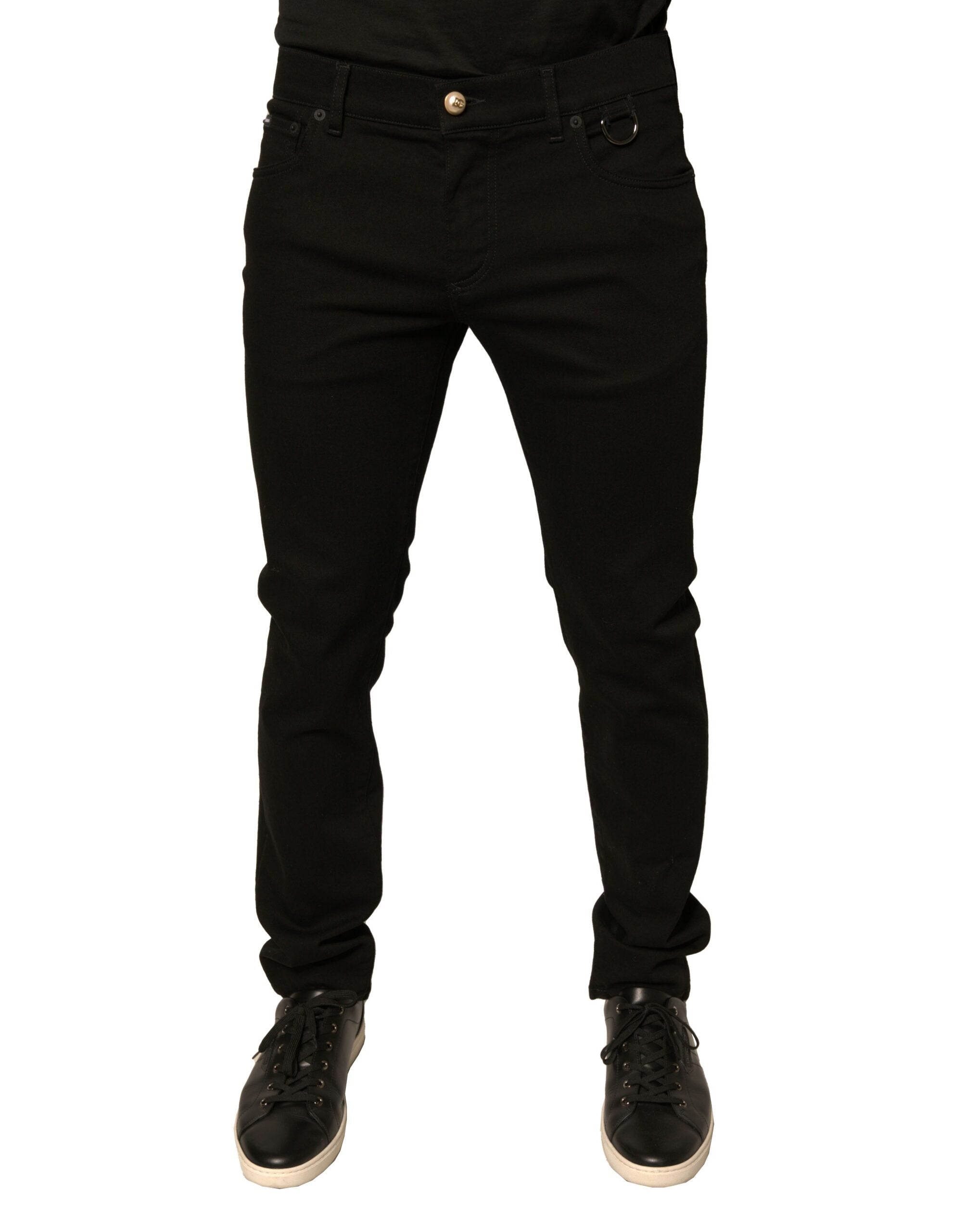 Dolce & Gabbana Schwarze Logo-Baumwoll-Stretch-Skinny-Jeans
