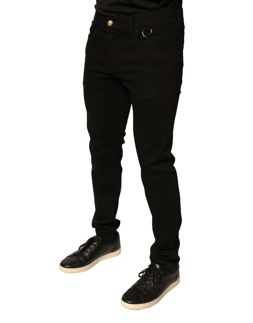 Dolce & Gabbana Schwarze Logo-Baumwoll-Stretch-Skinny-Jeans