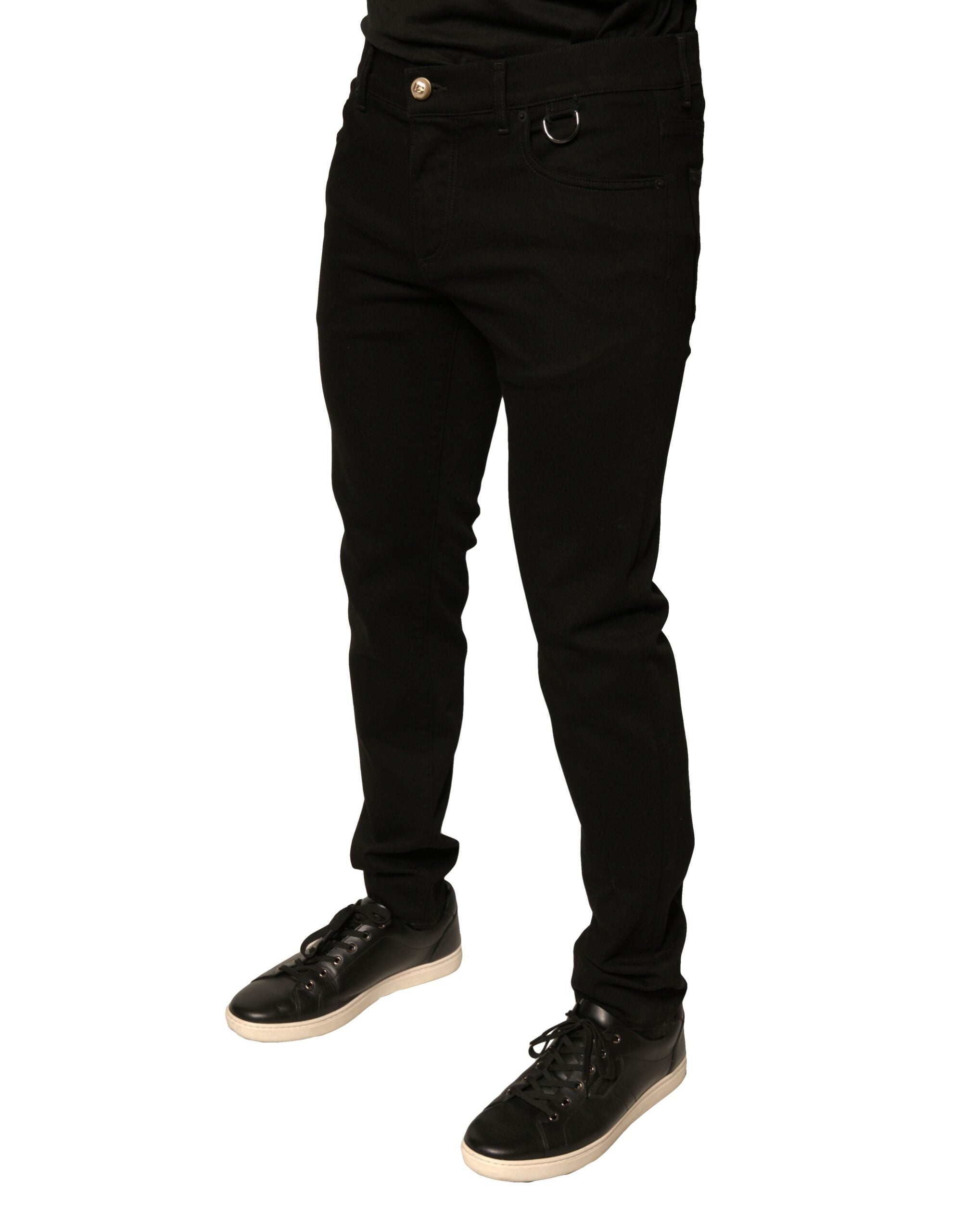 Dolce & Gabbana Schwarze Logo-Baumwoll-Stretch-Skinny-Jeans
