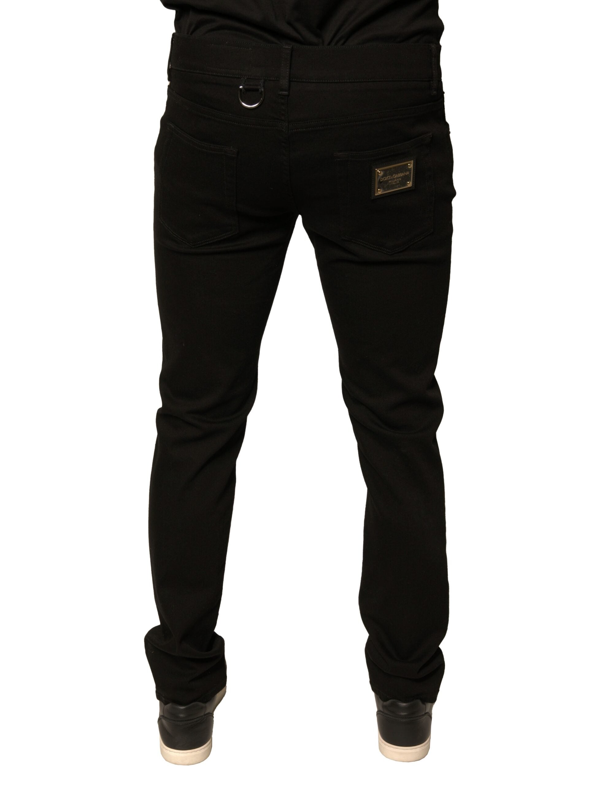 Dolce & Gabbana Schwarze Logo-Baumwoll-Stretch-Skinny-Jeans
