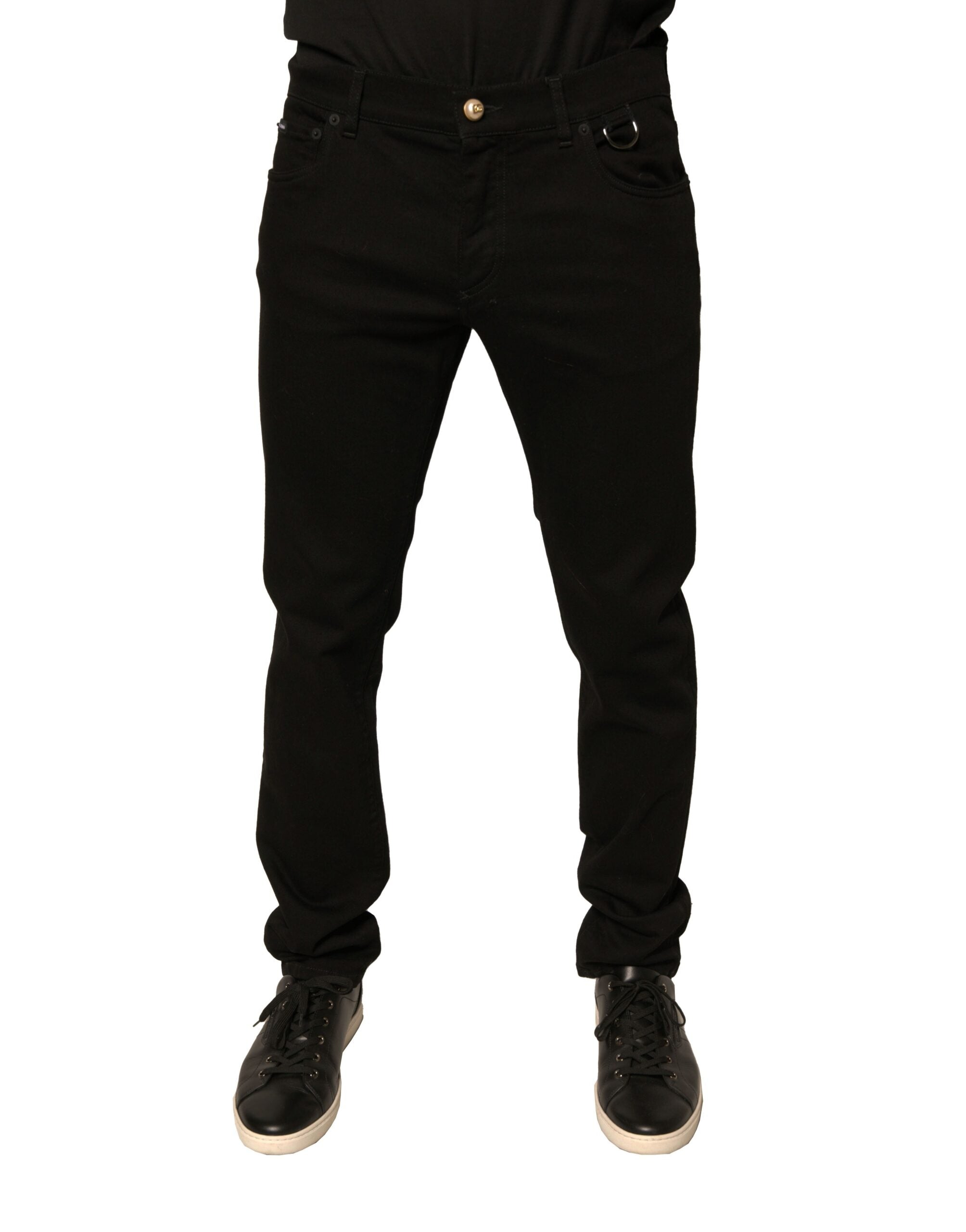 Dolce & Gabbana Schwarze Logo-Baumwoll-Stretch-Skinny-Jeans