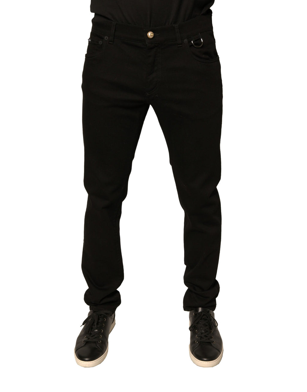 Dolce & Gabbana Schwarze Logo-Baumwoll-Stretch-Skinny-Jeans