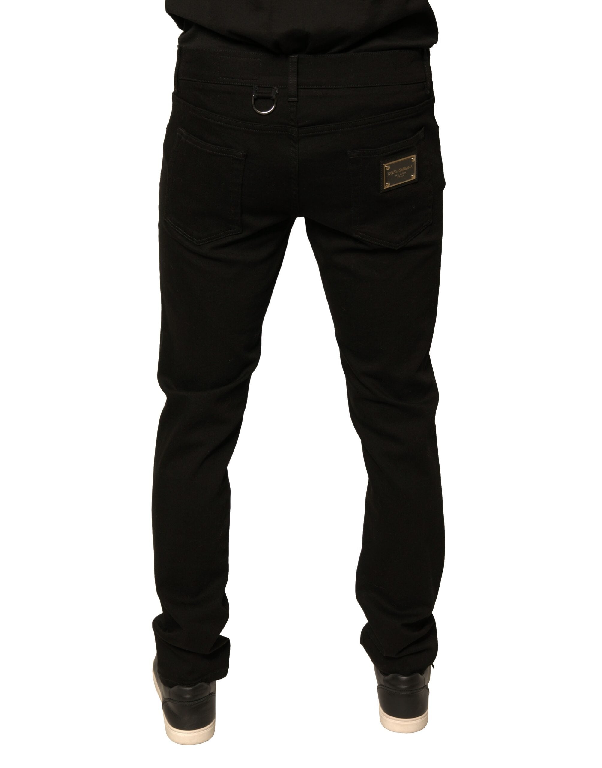 Dolce & Gabbana Schwarze Logo-Baumwoll-Stretch-Skinny-Jeans