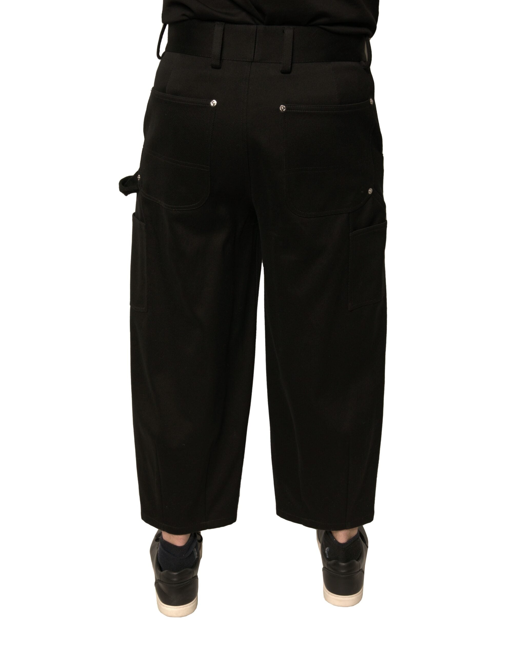 Dolce & Gabbana Schwarze Baumwoll-Cropped-Hose mit mittlerer Taille