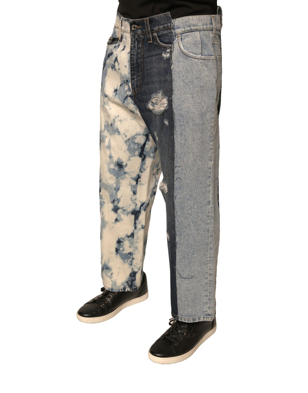 Dolce & Gabbana Multicolor Patchwork Baumwolle Gerade Männer Denim Jeans