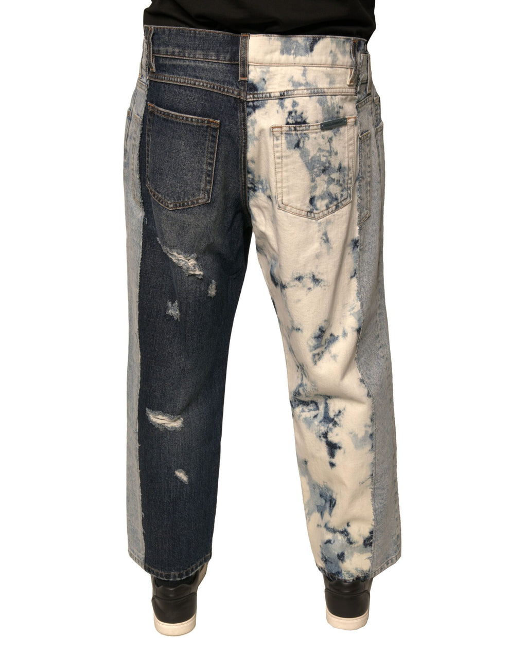 Dolce & Gabbana Multicolor Patchwork Baumwolle Gerade Männer Denim Jeans