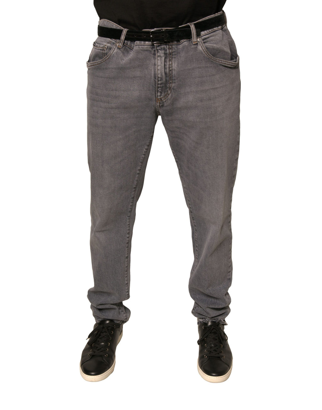 Dolce & Gabbana Graue Logo-Baumwoll-Stretch-Denim-Jeans