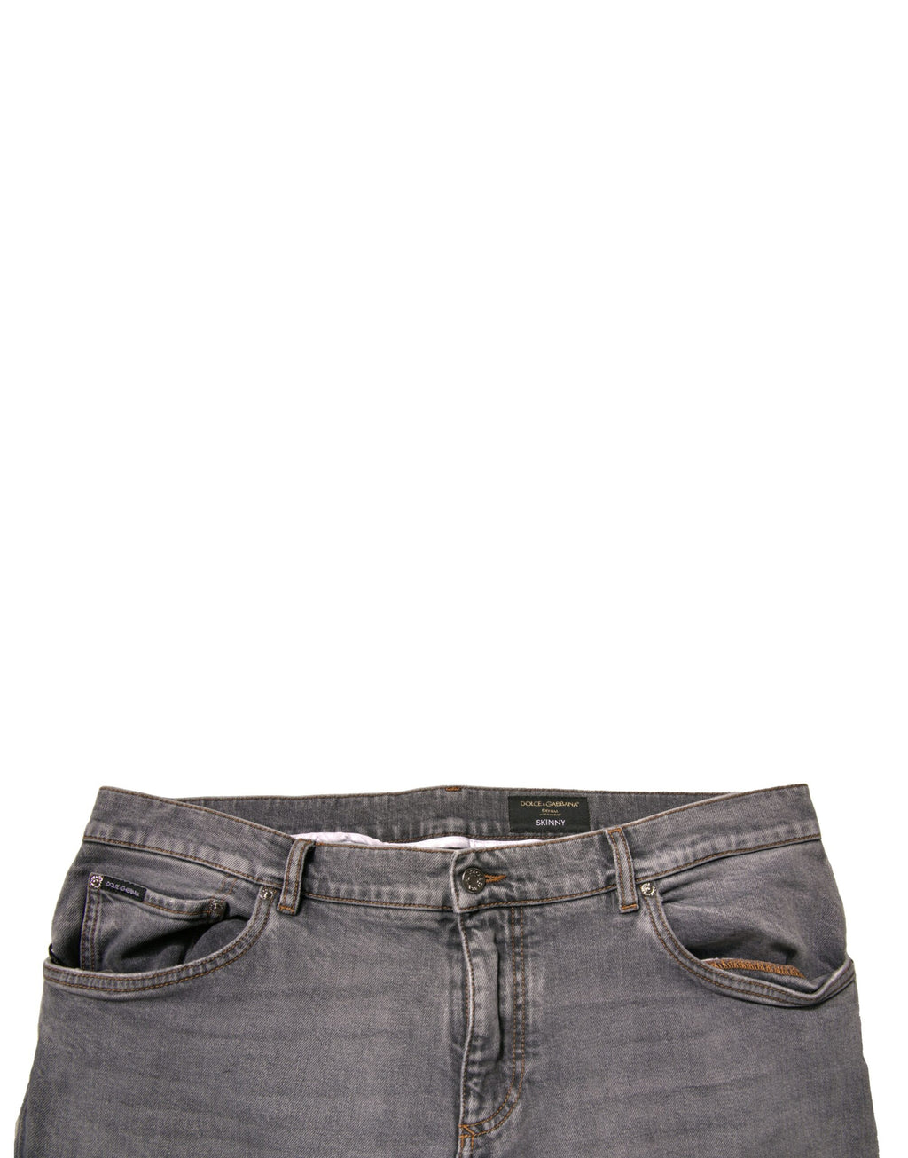 Dolce & Gabbana Graue Logo-Baumwoll-Stretch-Denim-Jeans