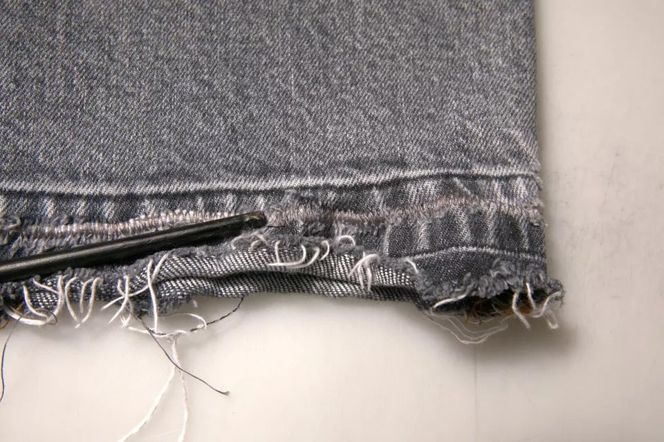 Dolce & Gabbana Graue Logo-Baumwoll-Stretch-Denim-Jeans