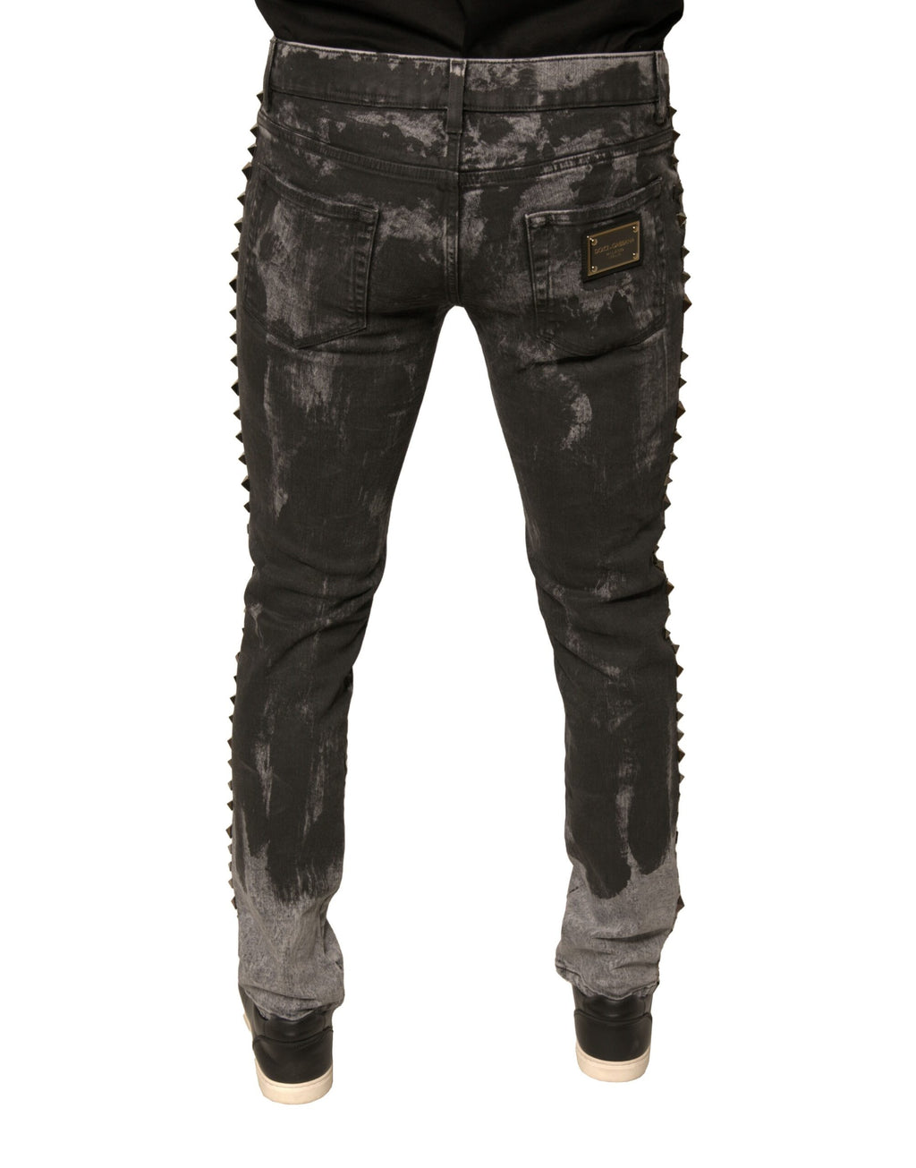 Dolce & Gabbana Graue verzierte Baumwoll-Skinny-Jeans