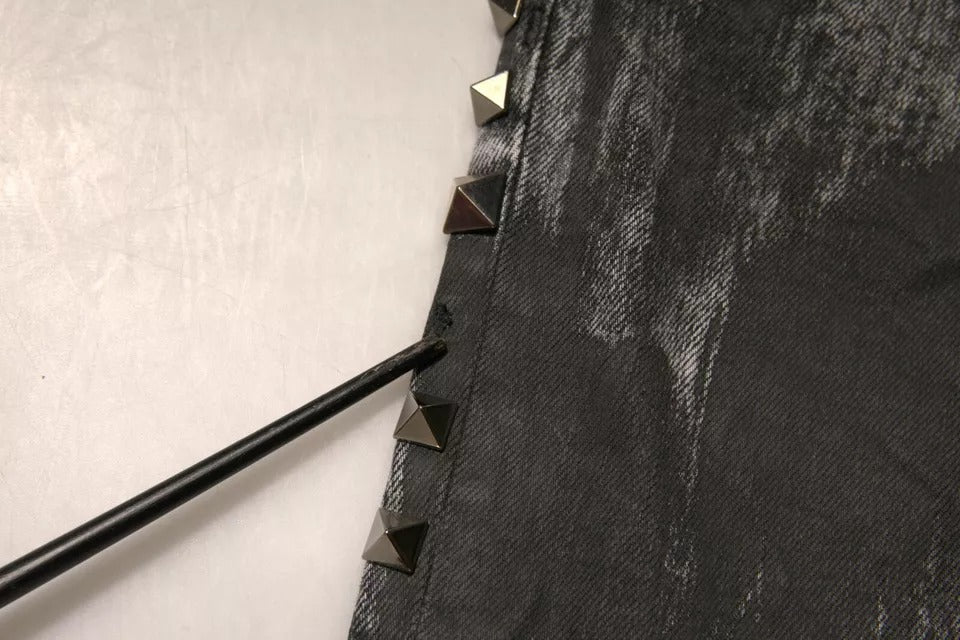 Dolce & Gabbana Graue verzierte Baumwoll-Skinny-Jeans