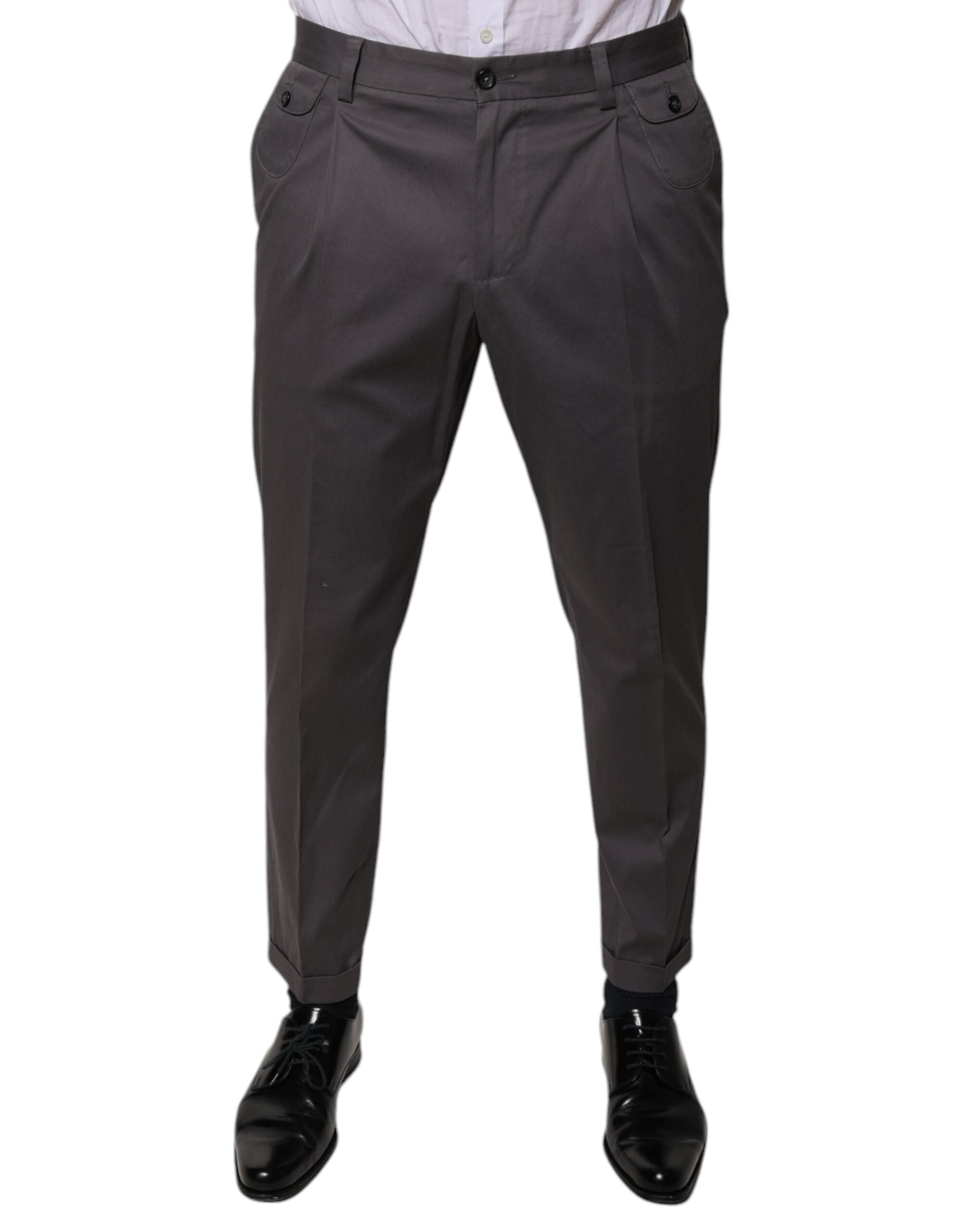 Dolce & Gabbana Dunkelgraue Mid Waist Dress Pants