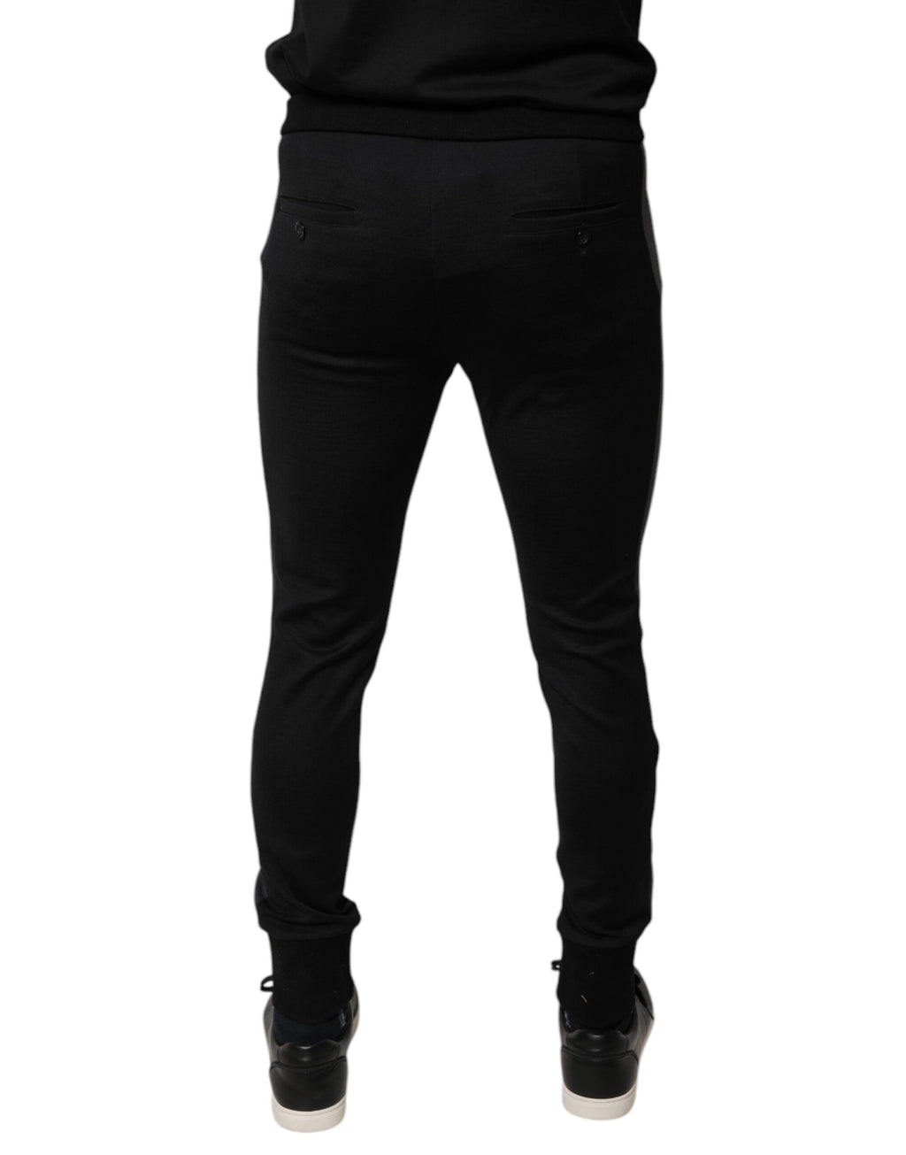 Dolce & Gabbana Schwarze Slim Fit-Hose aus Wolle mit Hufeisenverzierung