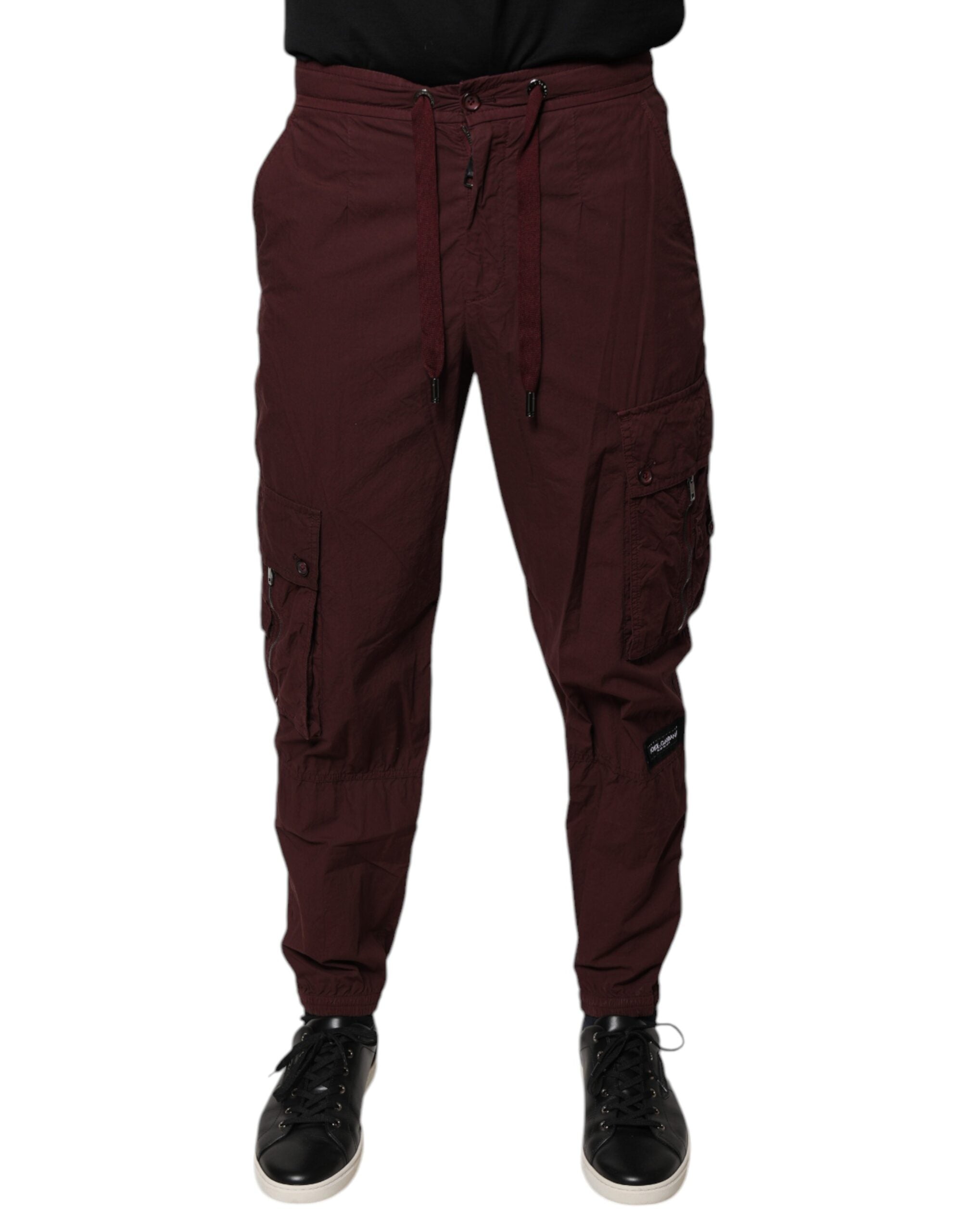 Dolce & Gabbana Bordeauxfarbene Baumwoll-Cargo-Jogger-Sweatpants-Hose