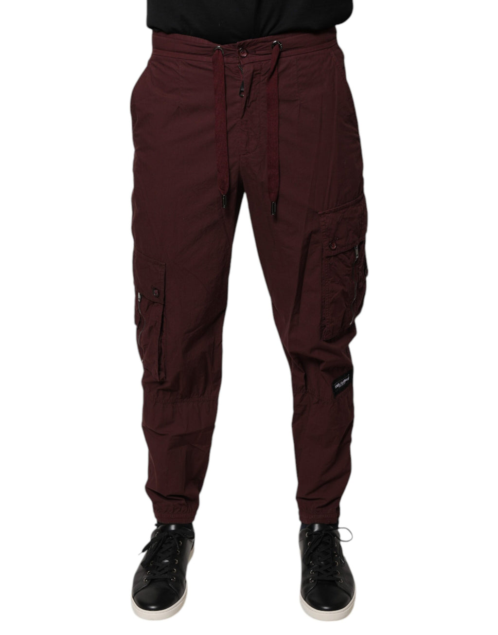 Dolce & Gabbana Bordeauxfarbene Baumwoll-Cargo-Jogger-Sweatpants-Hose