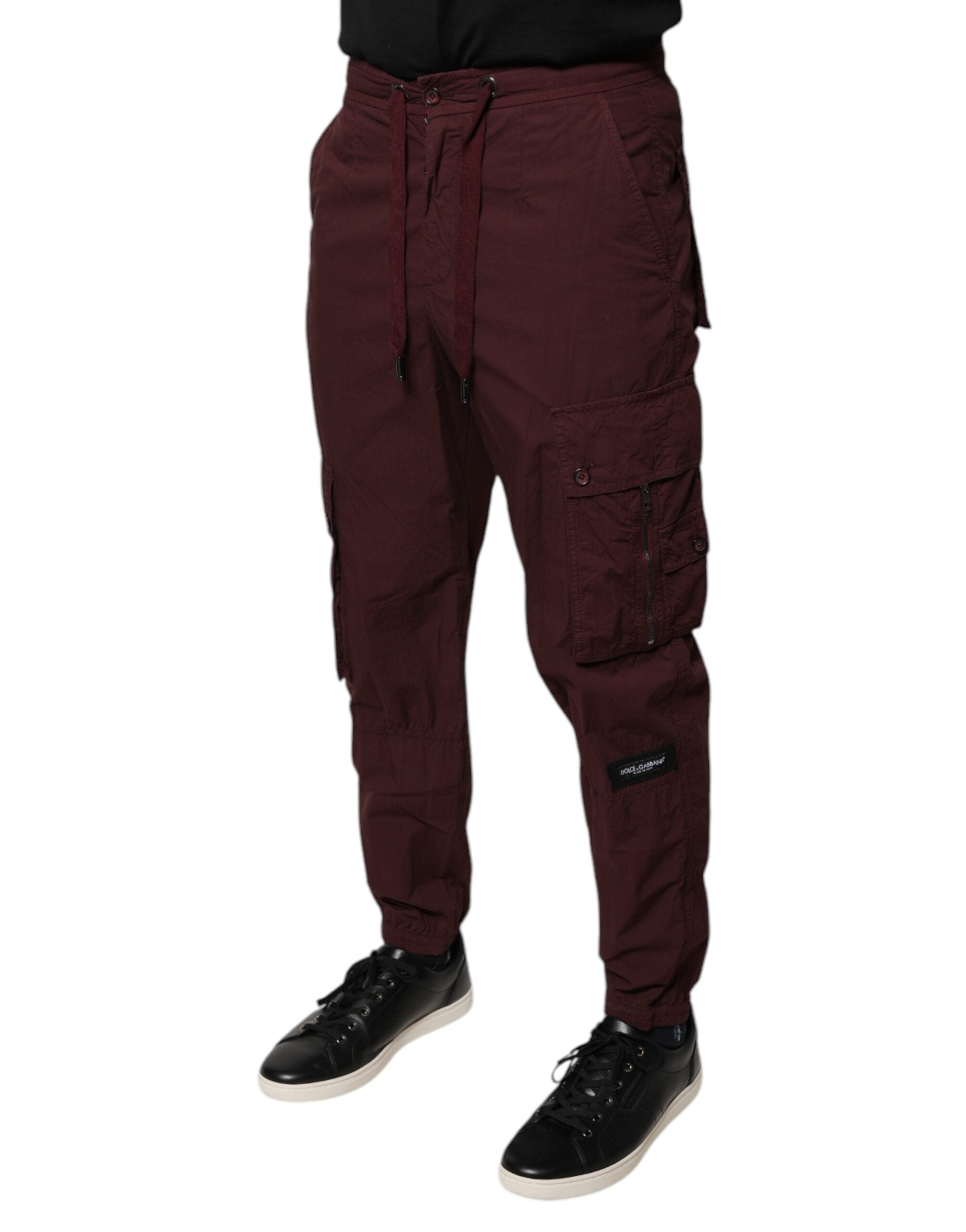 Dolce & Gabbana Bordeauxfarbene Baumwoll-Cargo-Jogger-Sweatpants-Hose