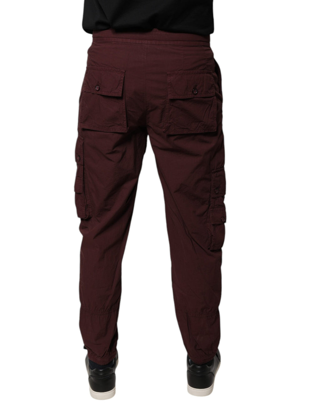 Dolce & Gabbana Bordeauxfarbene Baumwoll-Cargo-Jogger-Sweatpants-Hose