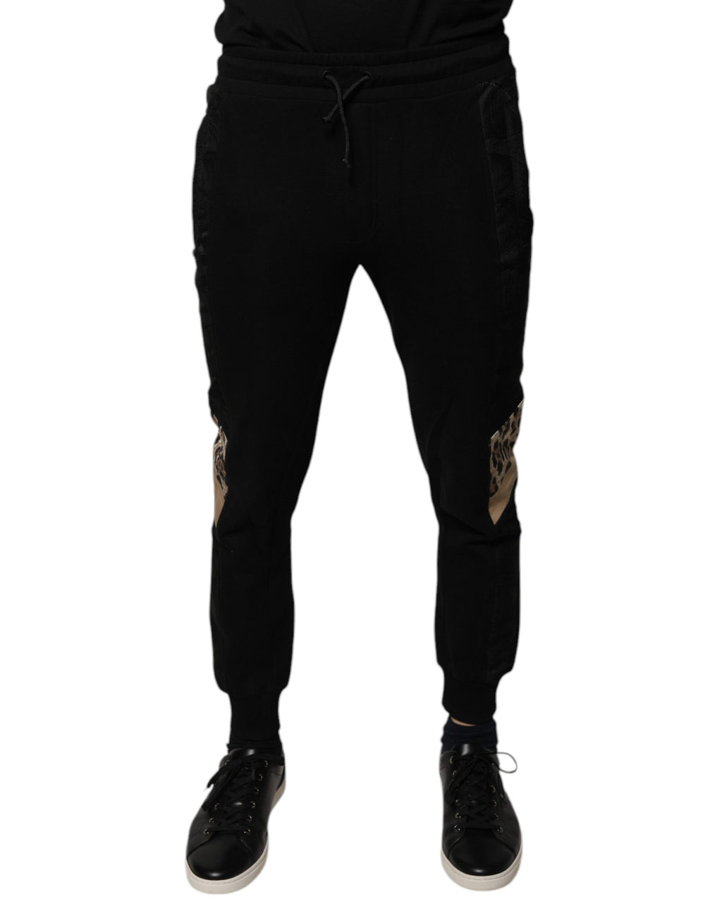 Dolce & Gabbana Schwarze Leopard Slim Fit Jogger-Hose