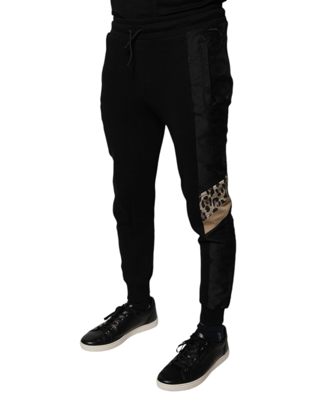 Dolce & Gabbana Schwarze Leopard Slim Fit Jogger-Hose