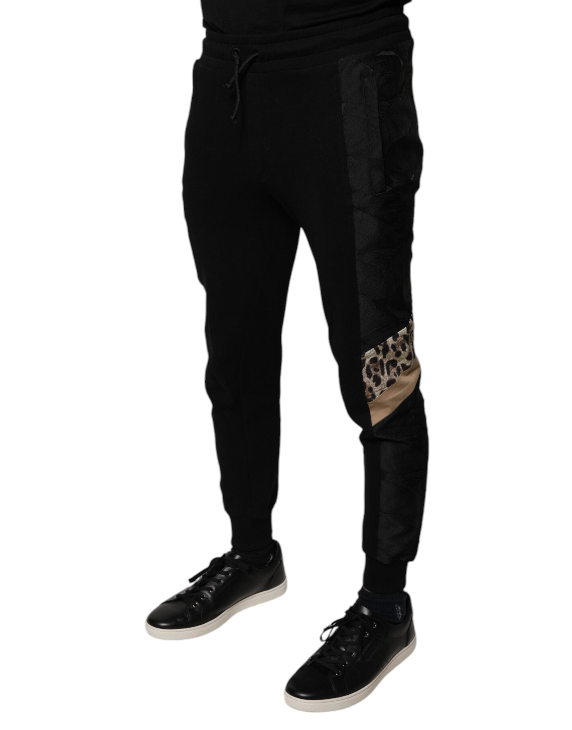 Dolce & Gabbana Schwarze Leopard Slim Fit Jogger-Hose