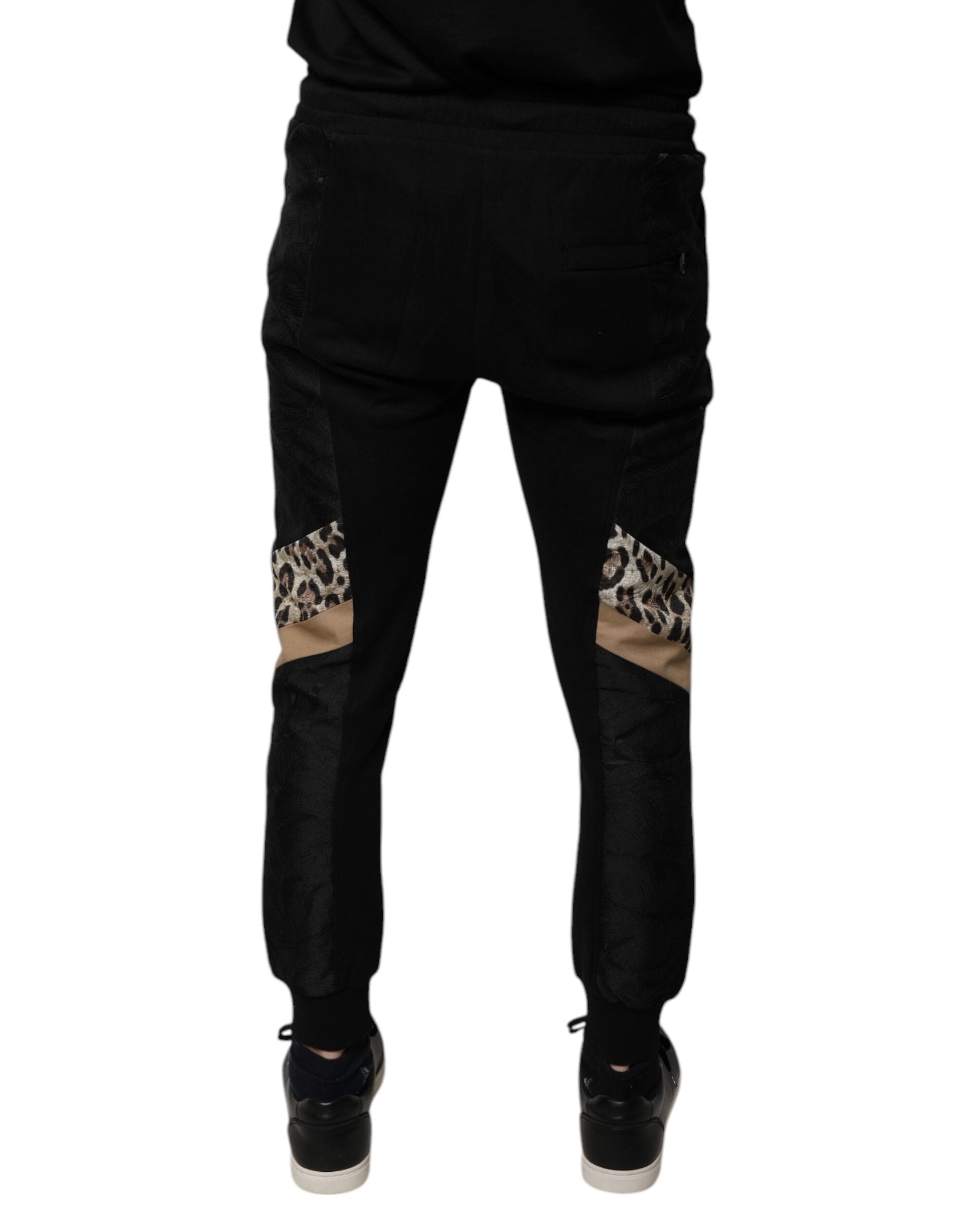 Dolce & Gabbana Schwarze Leopard Slim Fit Jogger-Hose