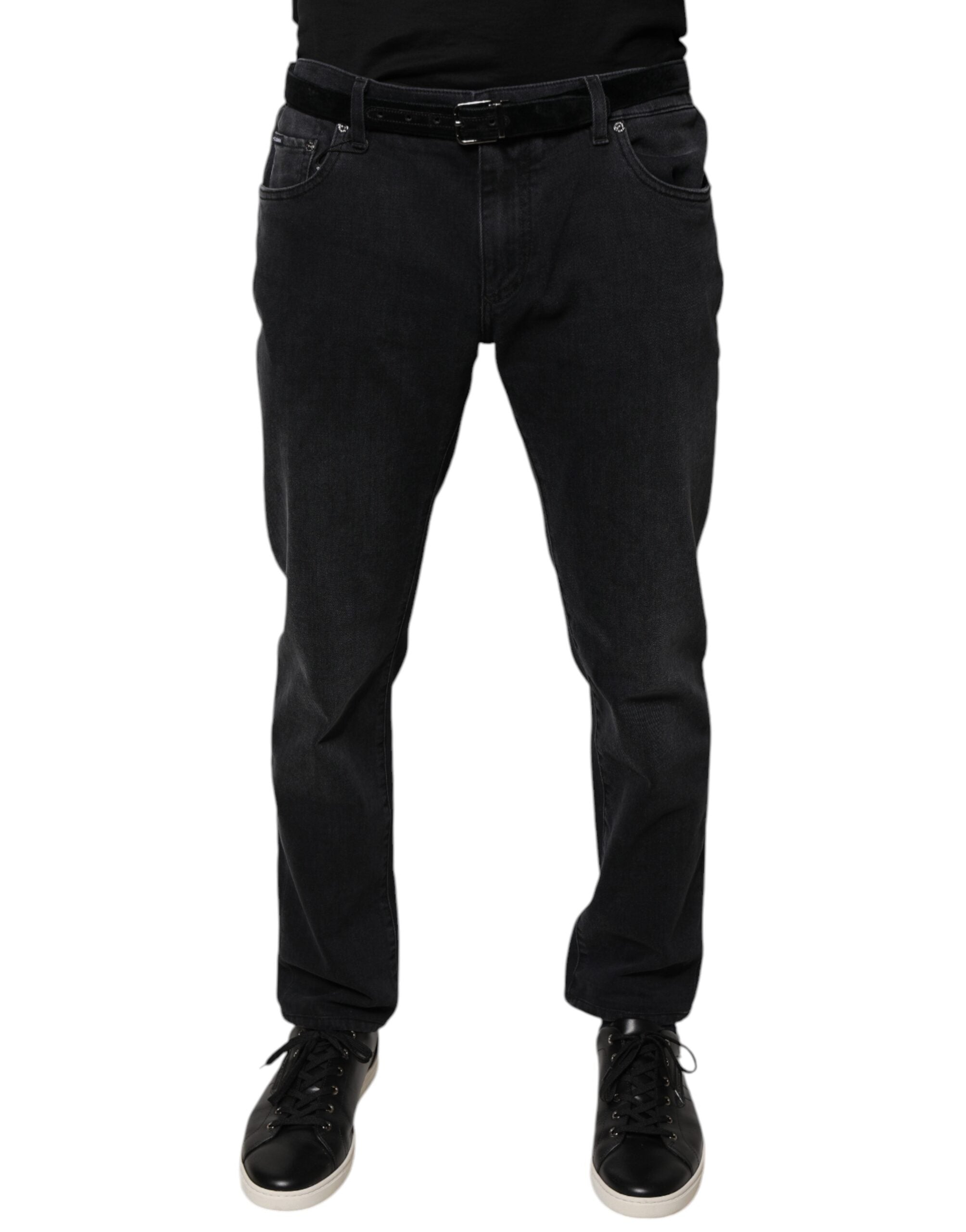 Dolce & Gabbana Schwarze Logo-Baumwoll-Stretch-Skinny-Jeans